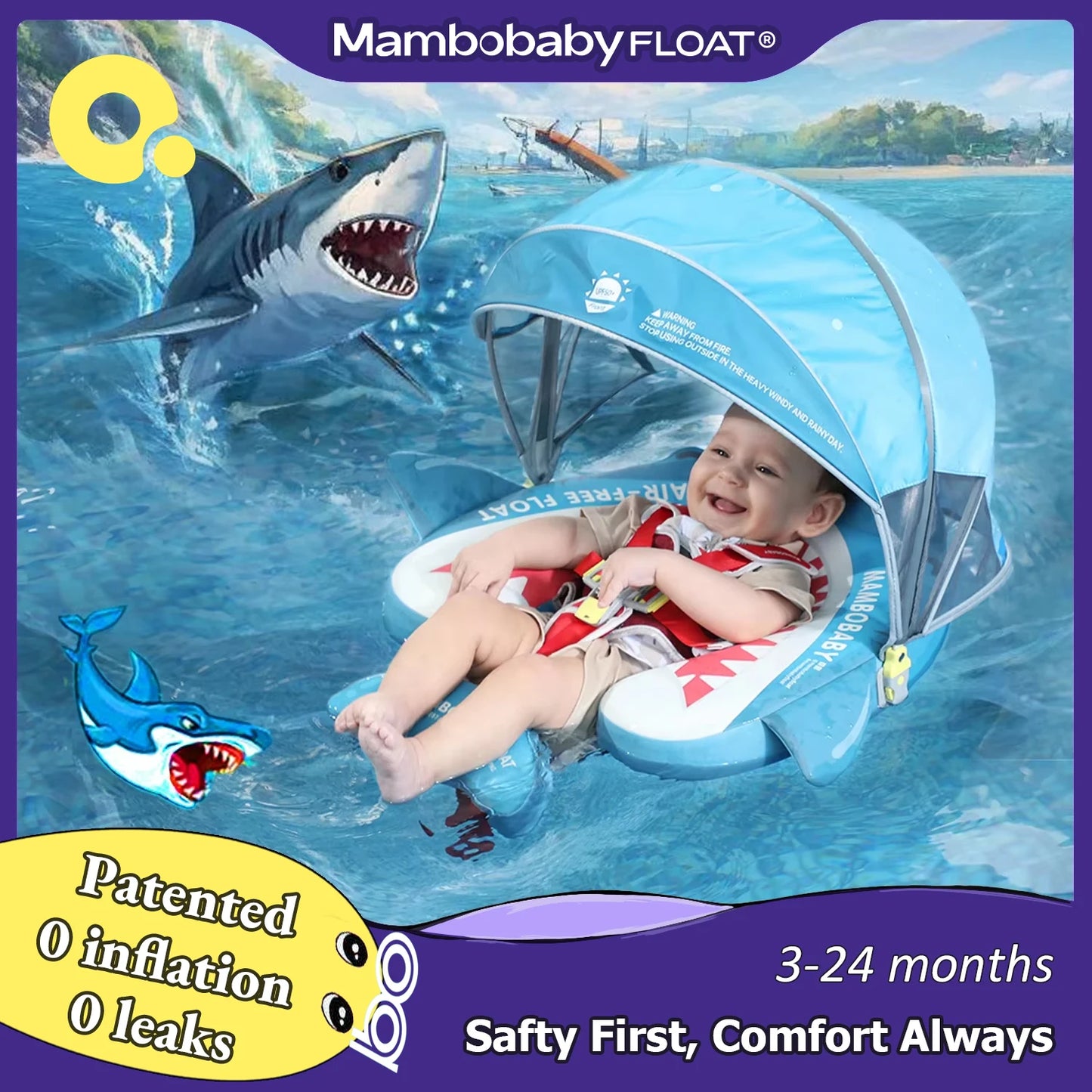 Non-Inflatable Baby Pool Float With Parasol for Adult Supervised Pool time with Littles