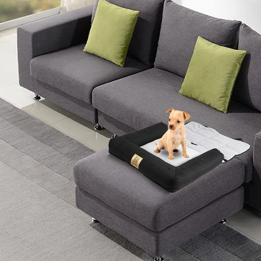 Waterproof Pet Seat Pad for Car and Home Use - Removable Cushion Bed Mat with Safety Belt for Car Safety