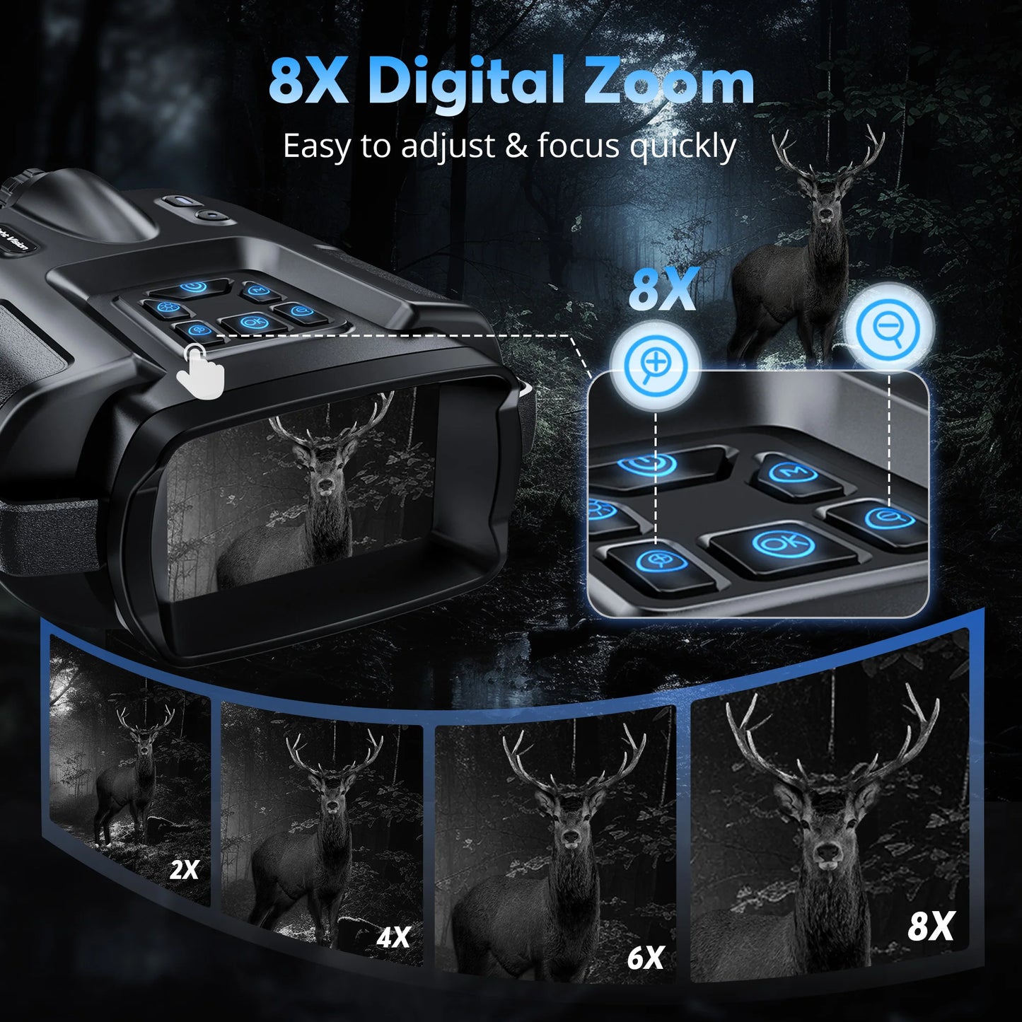 Night Vision Binoculars With Infrared, 8x Digital Zoom for night time adventures when Hiking, Camping, Exploring