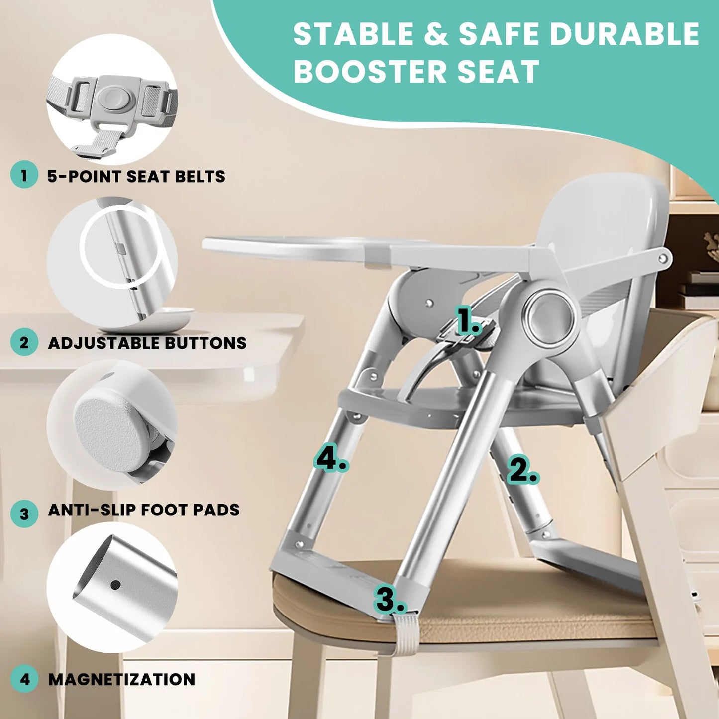 Ubravoo Portable Folding Baby Booster Seat With Tray