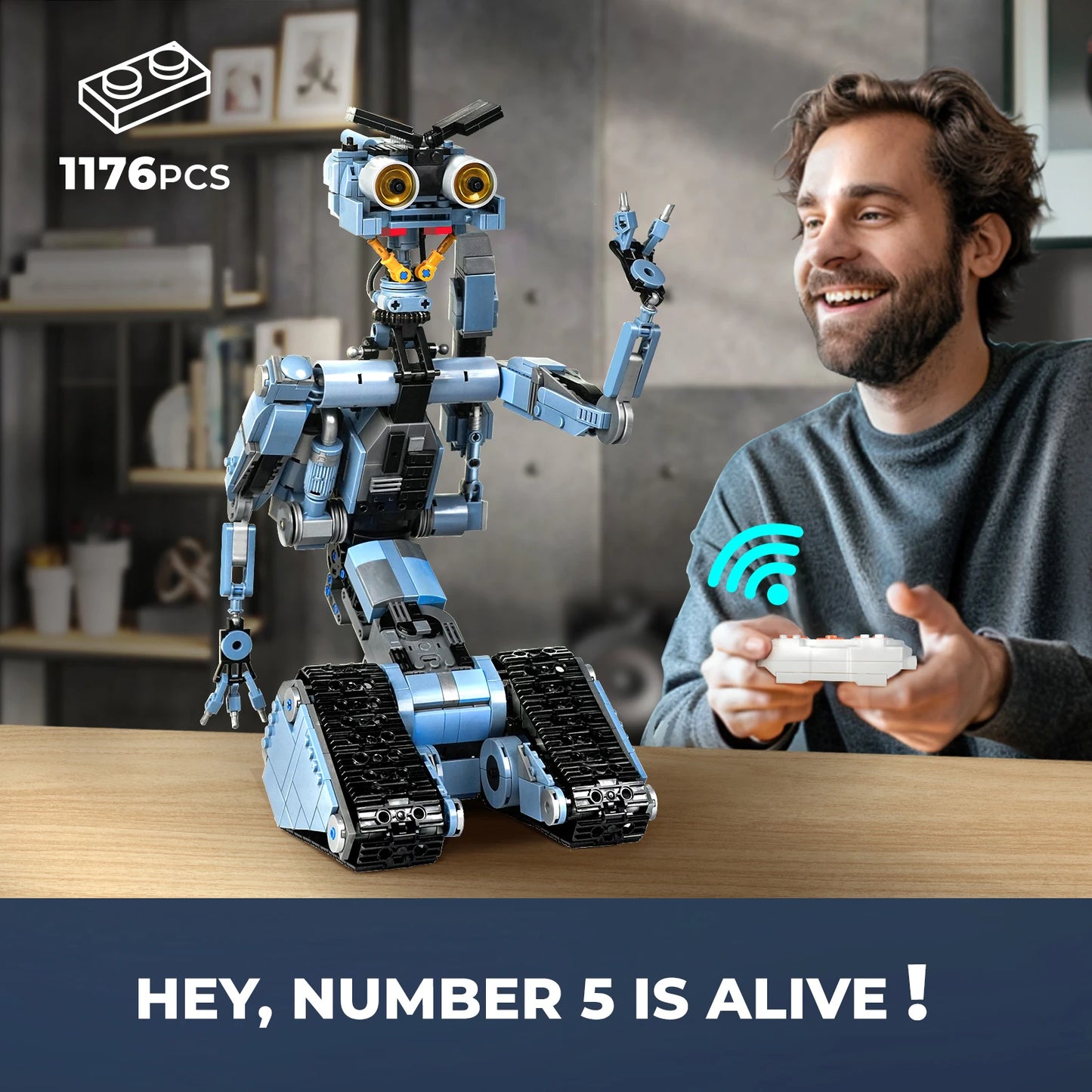 1176 Pieces Robot Building Blocks Set with Remote Control - Rechargeable, for STEM teaching and family creative play.