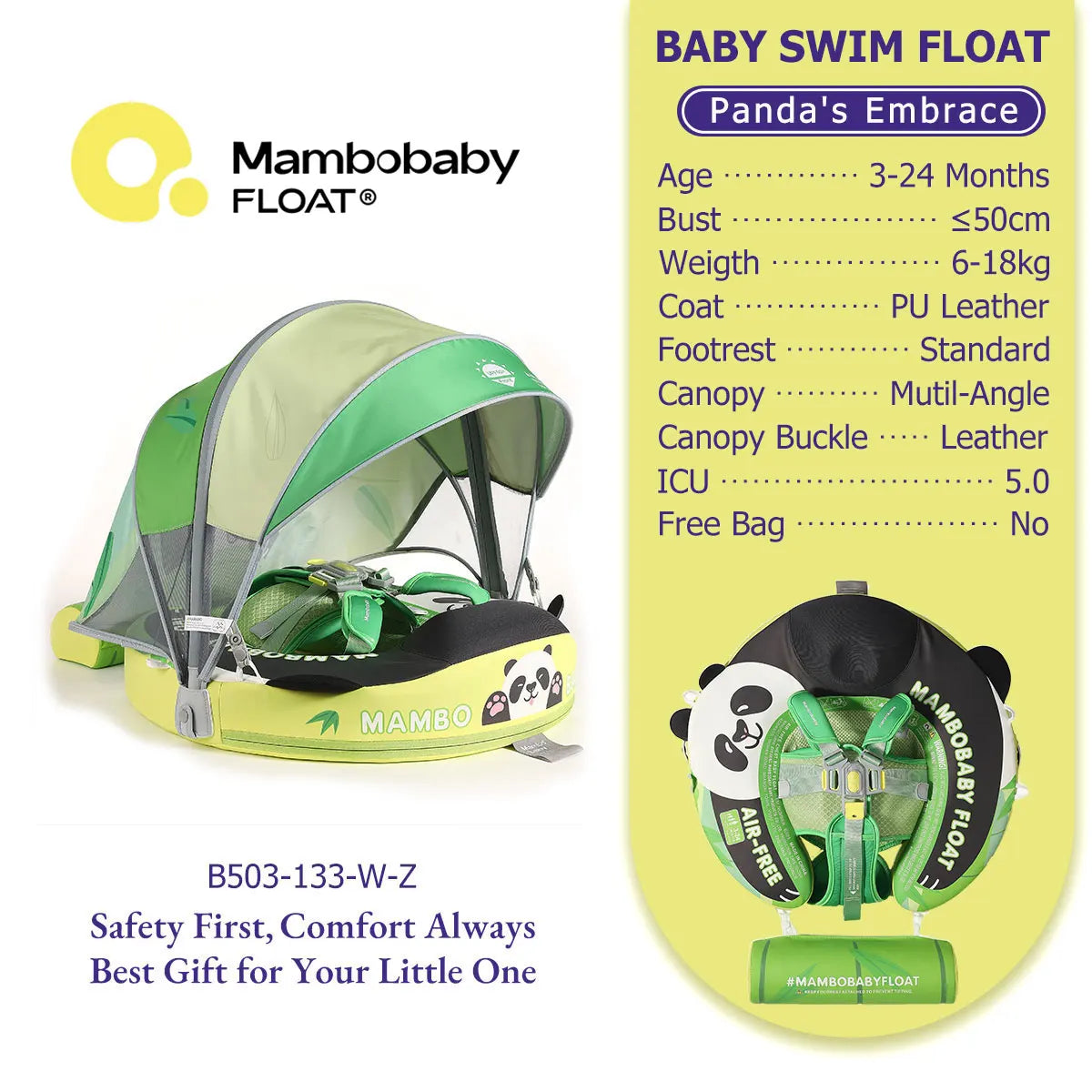 Non-Inflatable Baby Pool Float With Parasol for Adult Supervised Pool time with Littles