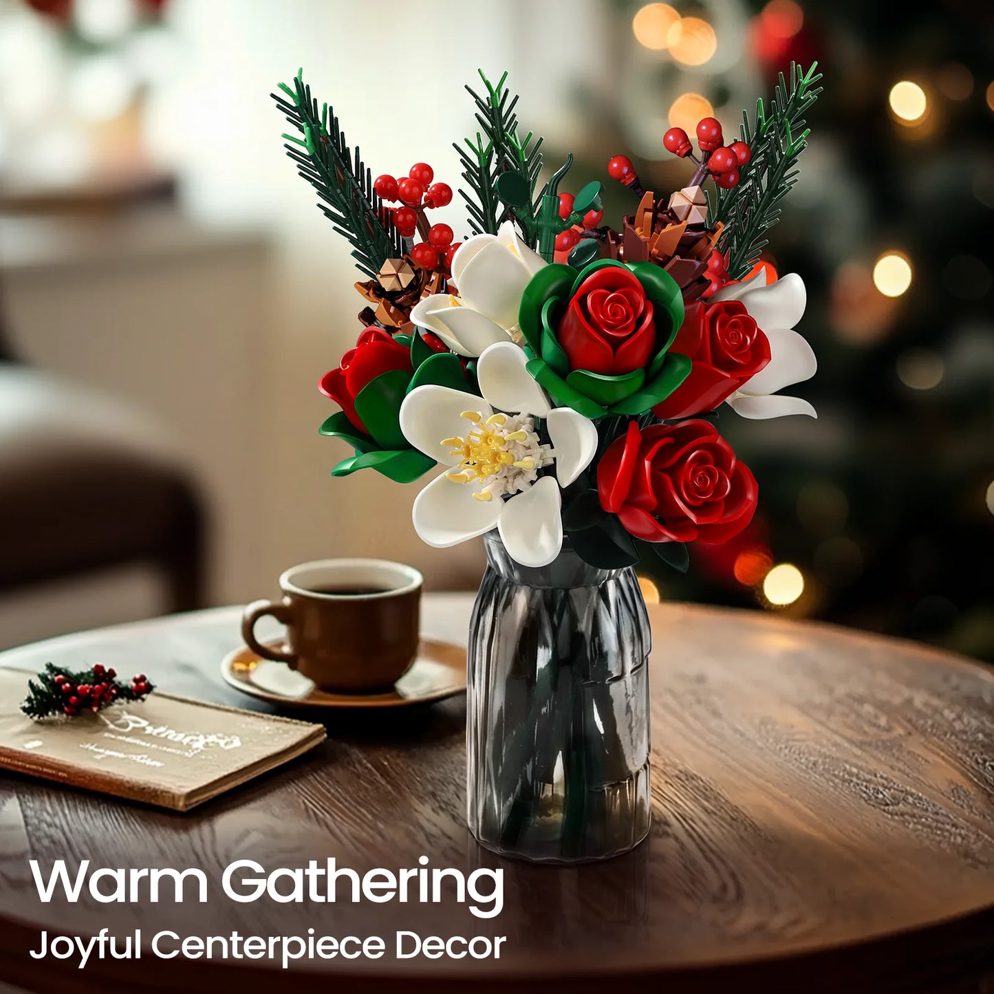 Beautiful Roses Bouquet Building Set for those who enjoy Crafting, Artificial Botanical Home Decor. Creative Gifts for Family Craft Time, any Creative Children to Adults. Special Gift for pre-teens to adults.