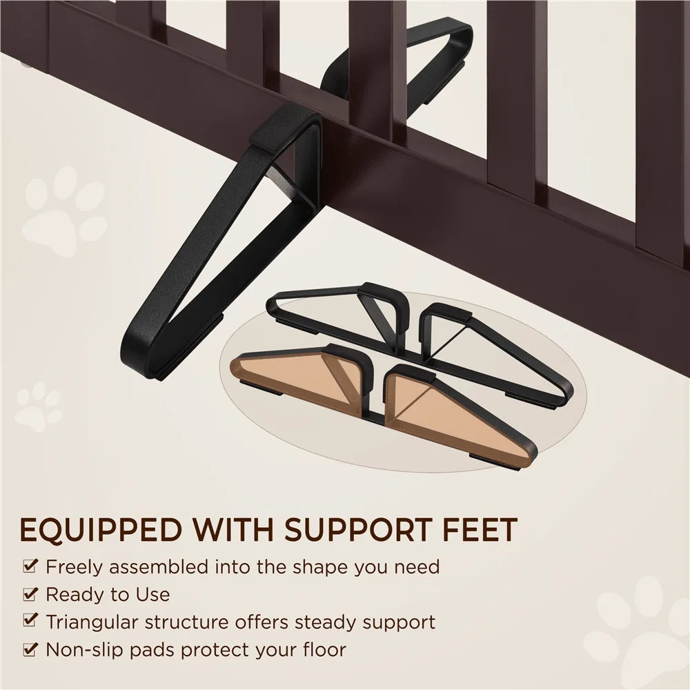 Freestanding Wooden Pet Gate With Door For Doorways