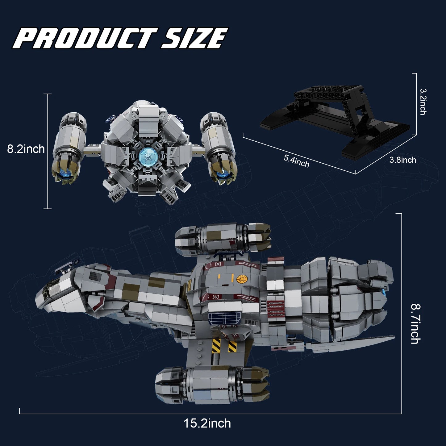 Spaceship Building Blocks Shuttle with Display Stand for kids, families and Space Fans(1345 Pieces).