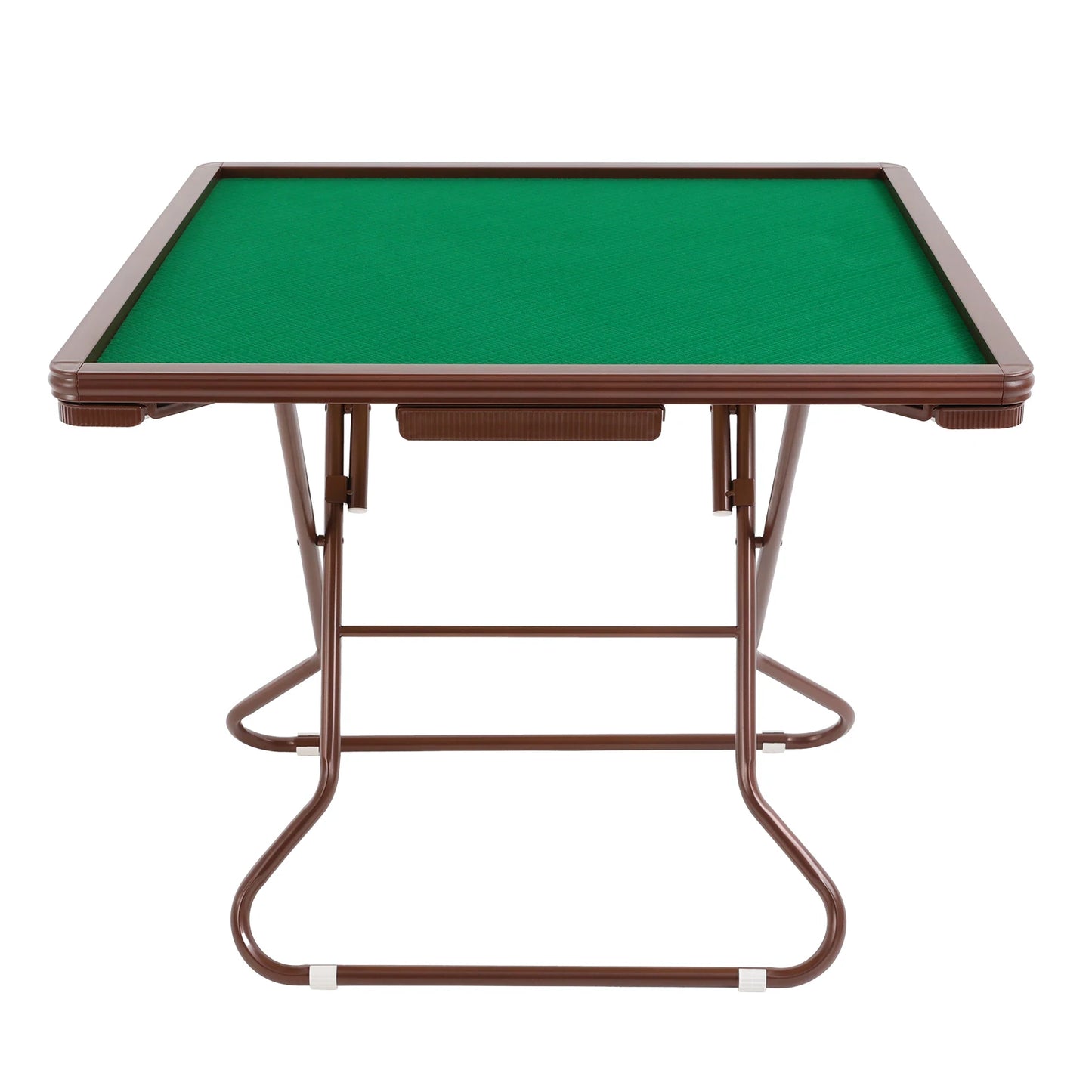 Foldable Square Mahjong Table- Wood Board Velvet Desktop with Plastic Steel Frame, Noise Reduction Anti-slip Table Leg, Rounded Safe Corners, Built-in 4 Cup Holders & 4 Hidden Storage Drawers. Raised Anti-slip Edge for games.