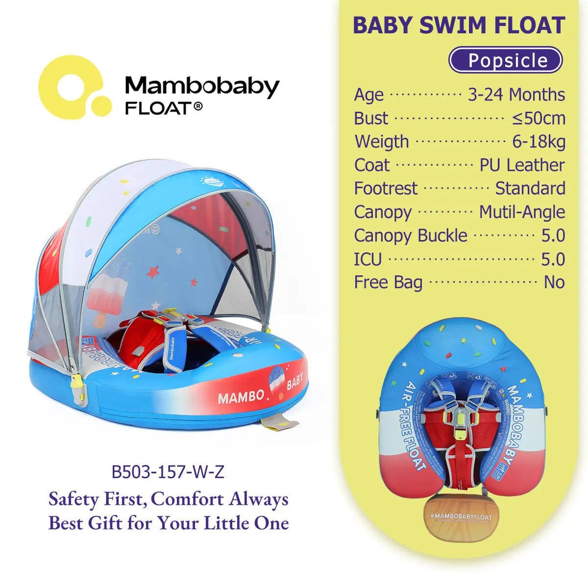 Non-Inflatable Baby Pool Float With Parasol for Adult Supervised Pool time with Littles