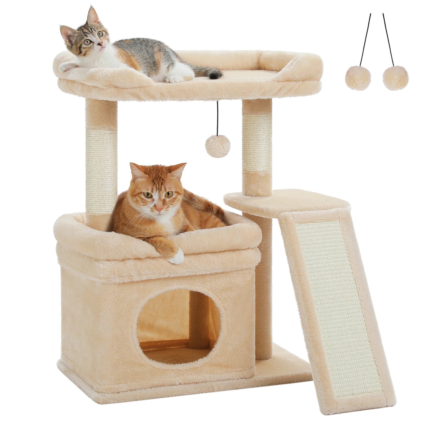2 Story Cat Tree With Sisal Scratching Post for places to rest and observe for 2 Cat families