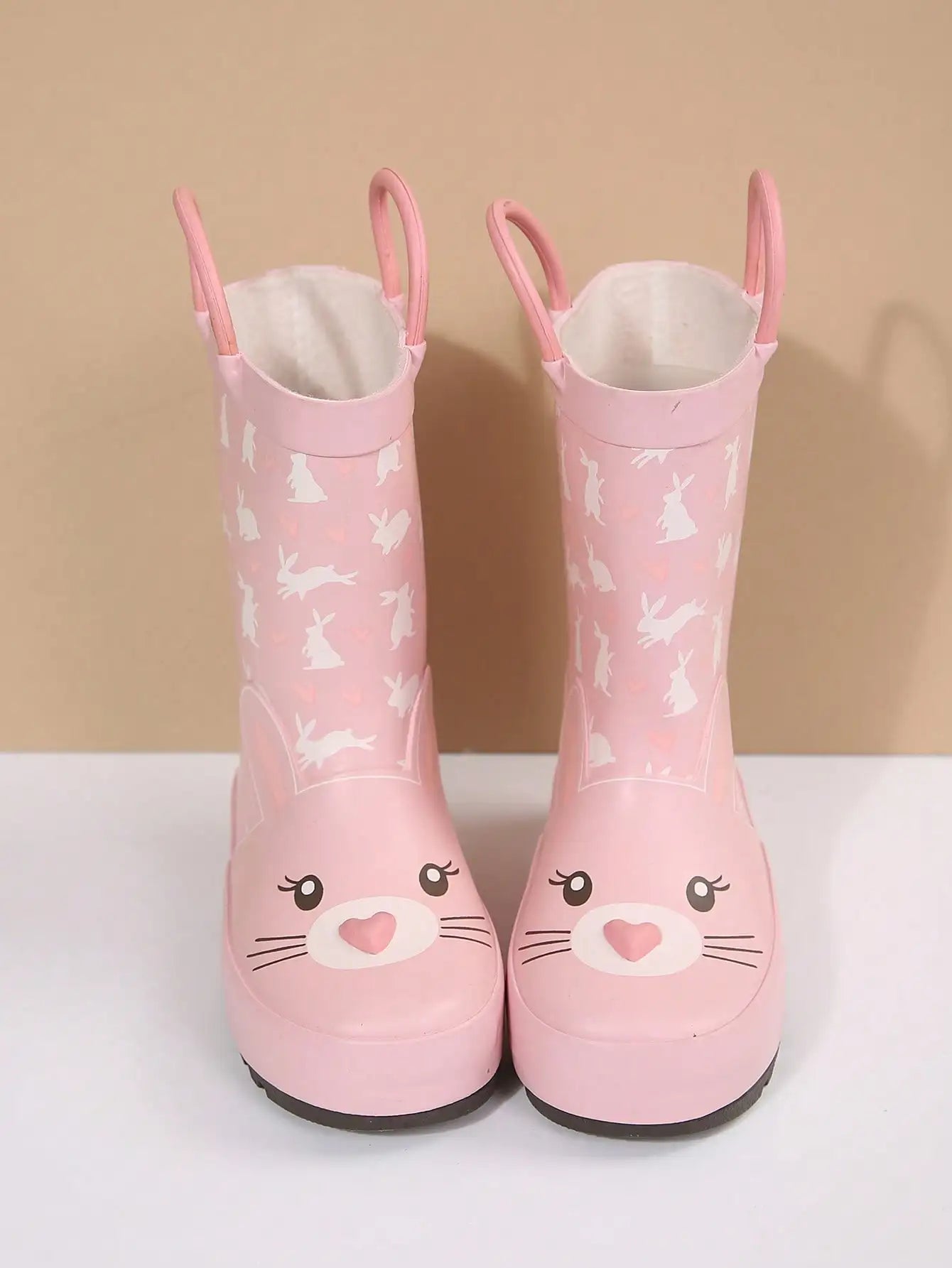 Cute Waterproof Puddle Boots For Toddler Boys And Girls, Lightweight Anti-Slip Rain Boots with Easy Pull-On Handles for Outdoor Play