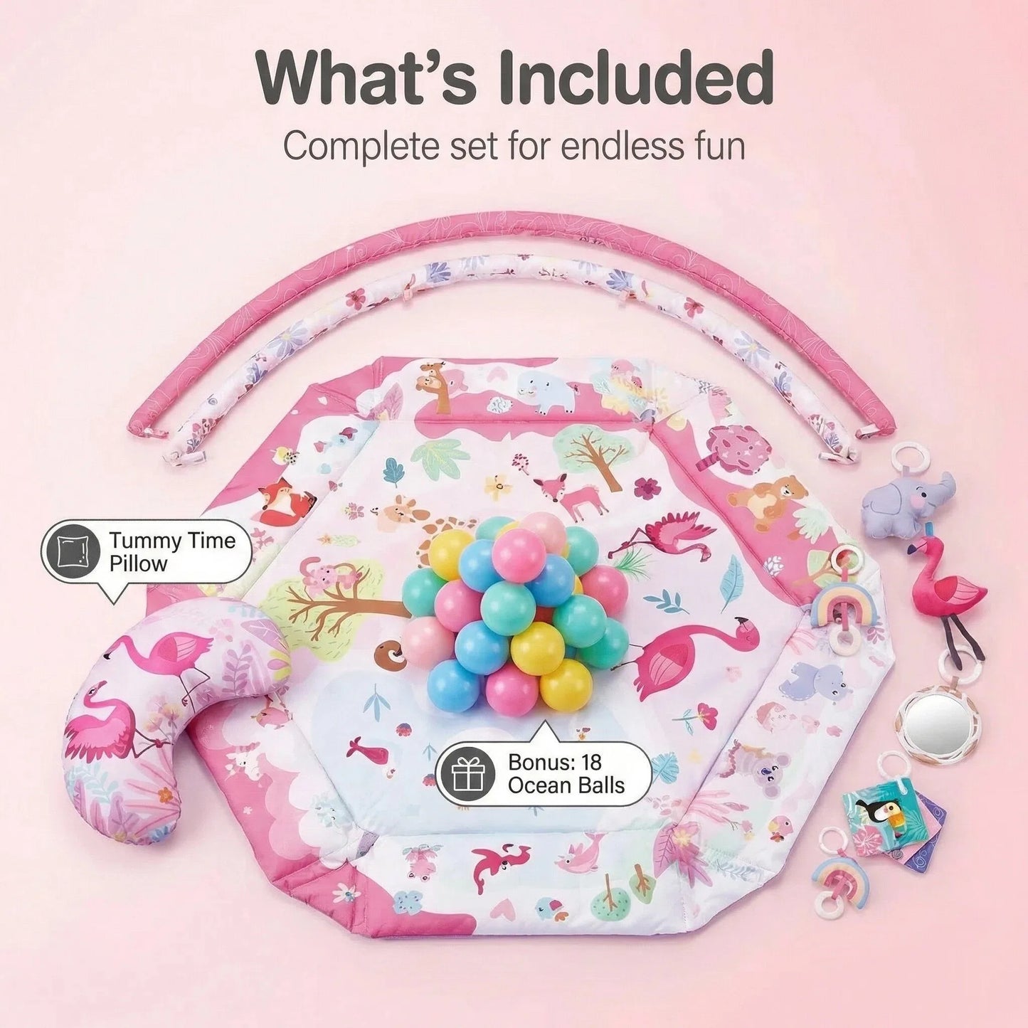 8 In 1 Baby Activity Gym- Play Mat with Overhead Arch for Active Learning