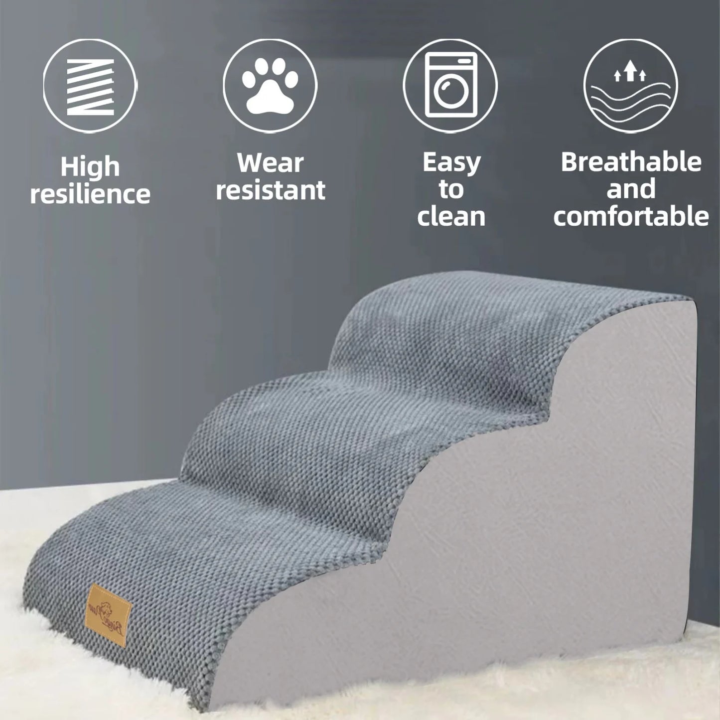Curved Dog Steps Ramp For Small Dogs With Removable Cover