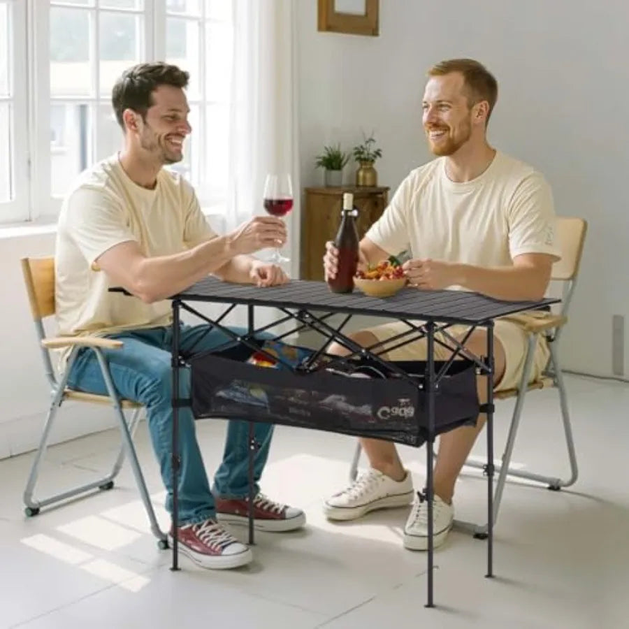 Folding Camping Table, Portable Roll Up Side Tables, Lightweight Aluminum Beach Table for Outdoor BBQ, Tailgating, Picnic, Travel