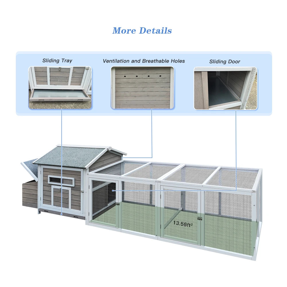 Wooden Chicken Coop Outdoor Hen House With Nesting Box And Leakproof Tray