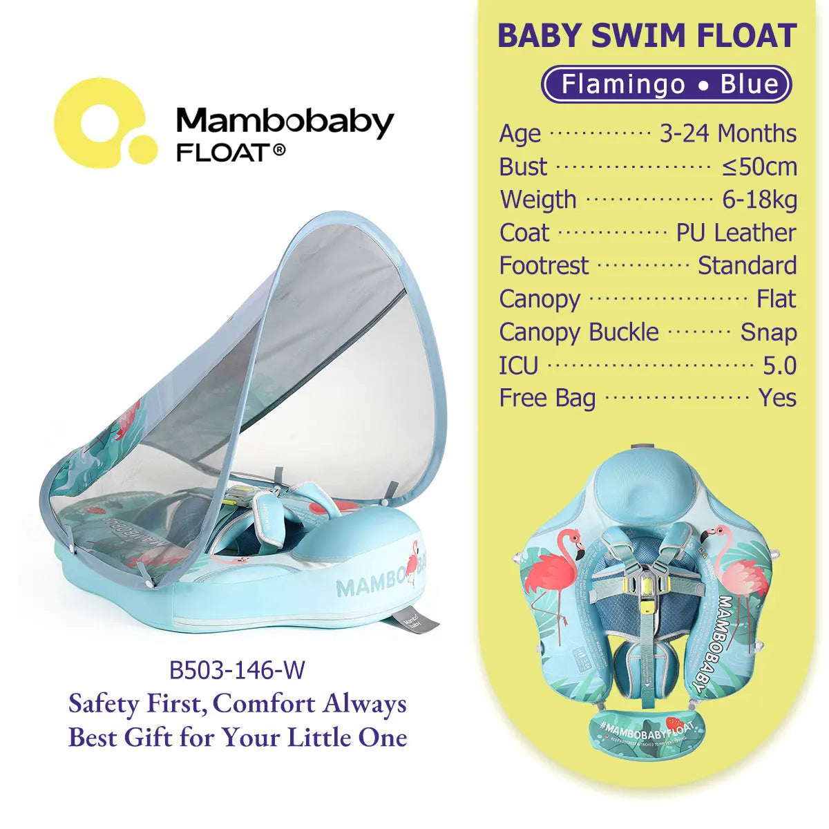 Non-Inflatable Baby Pool Float With Parasol for Adult Supervised Pool time with Littles