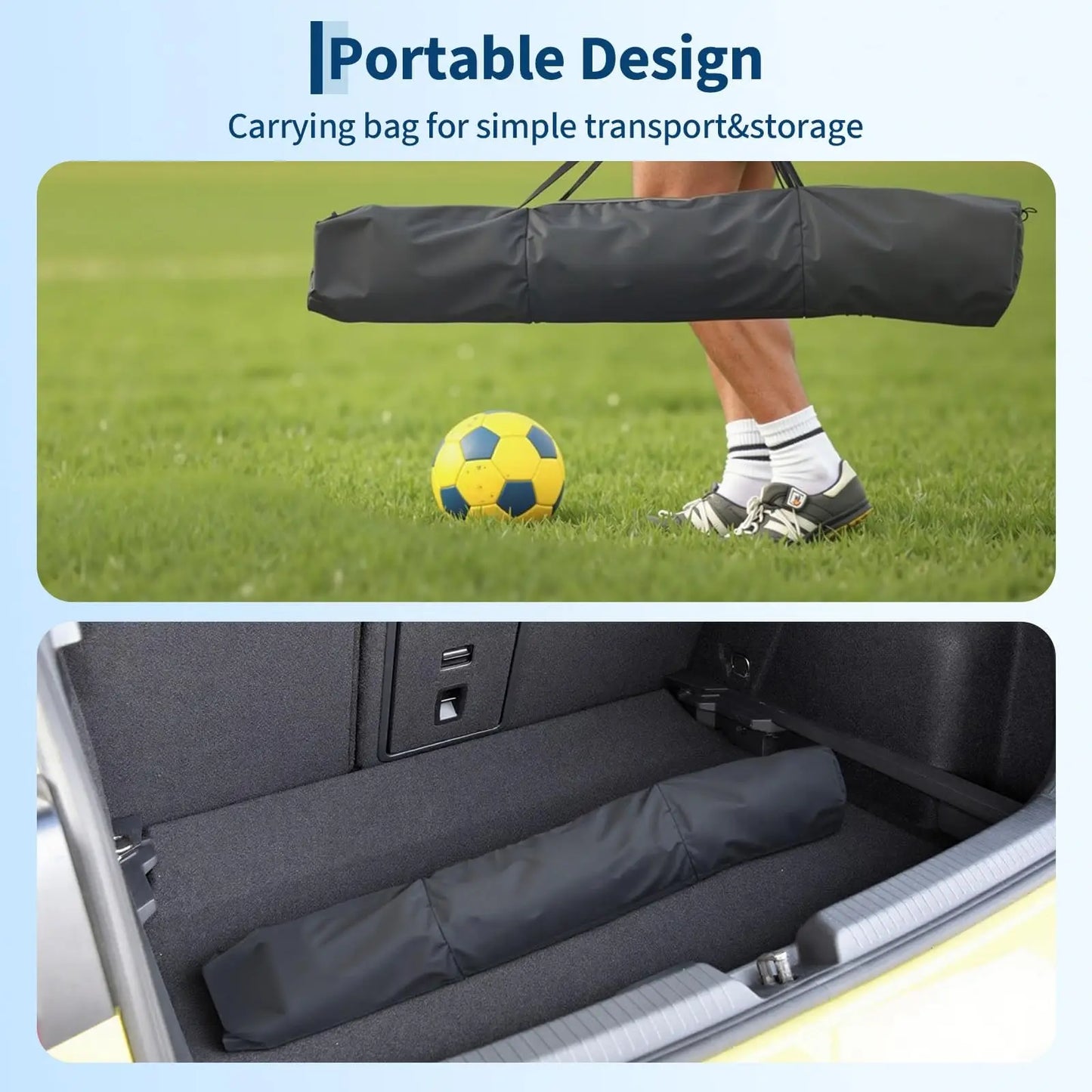 12x6ft Portable Soccer Goal, Heavy Duty Metal Frame, Foldable, Backyard Soccer Net, Training Equipment With Bag