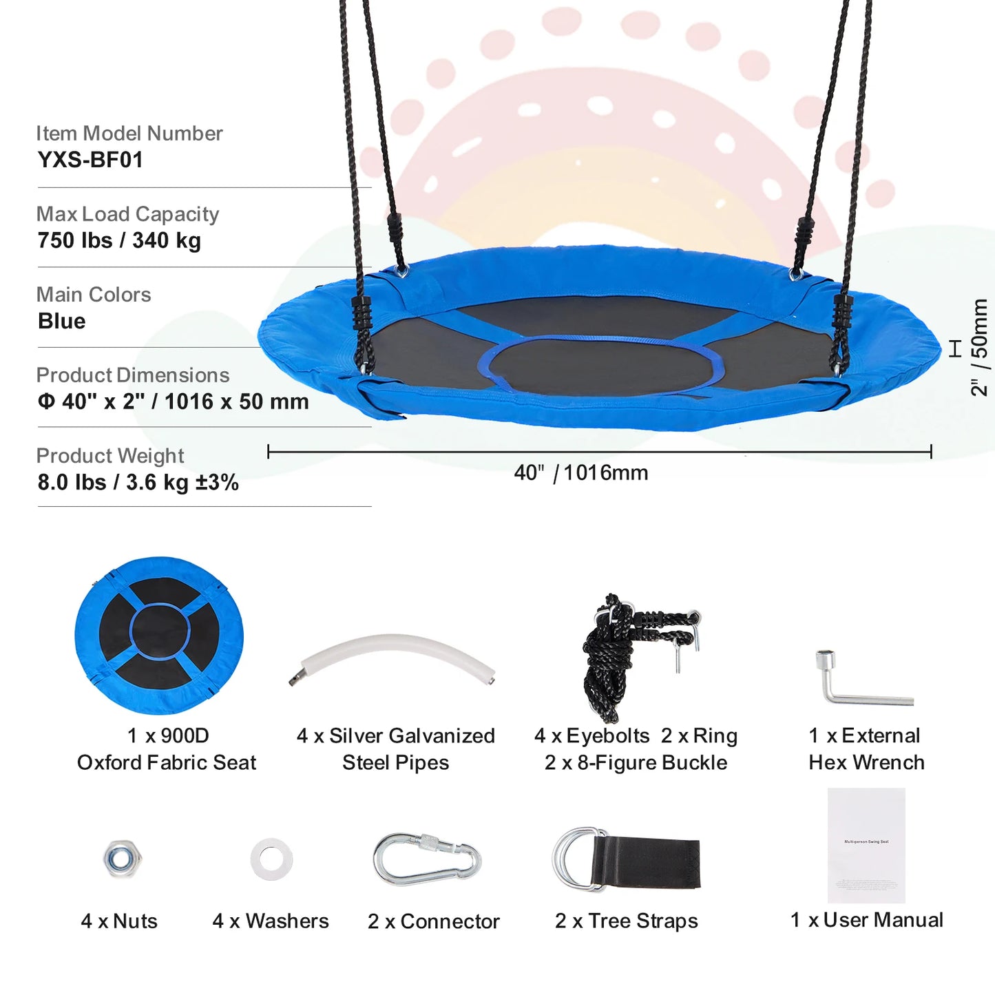 SucceBuy Saucer Tree Swing For Outdoor Family Fun And Convenience