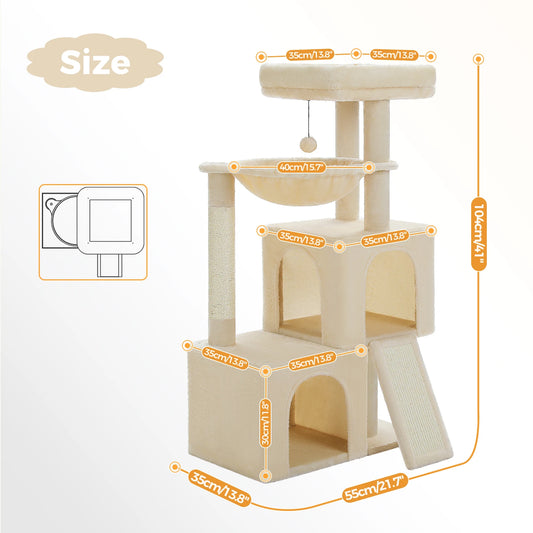 Indoor Multi-Level Cat Tower With Sisal Scratching Pads for exercise, resting, observing