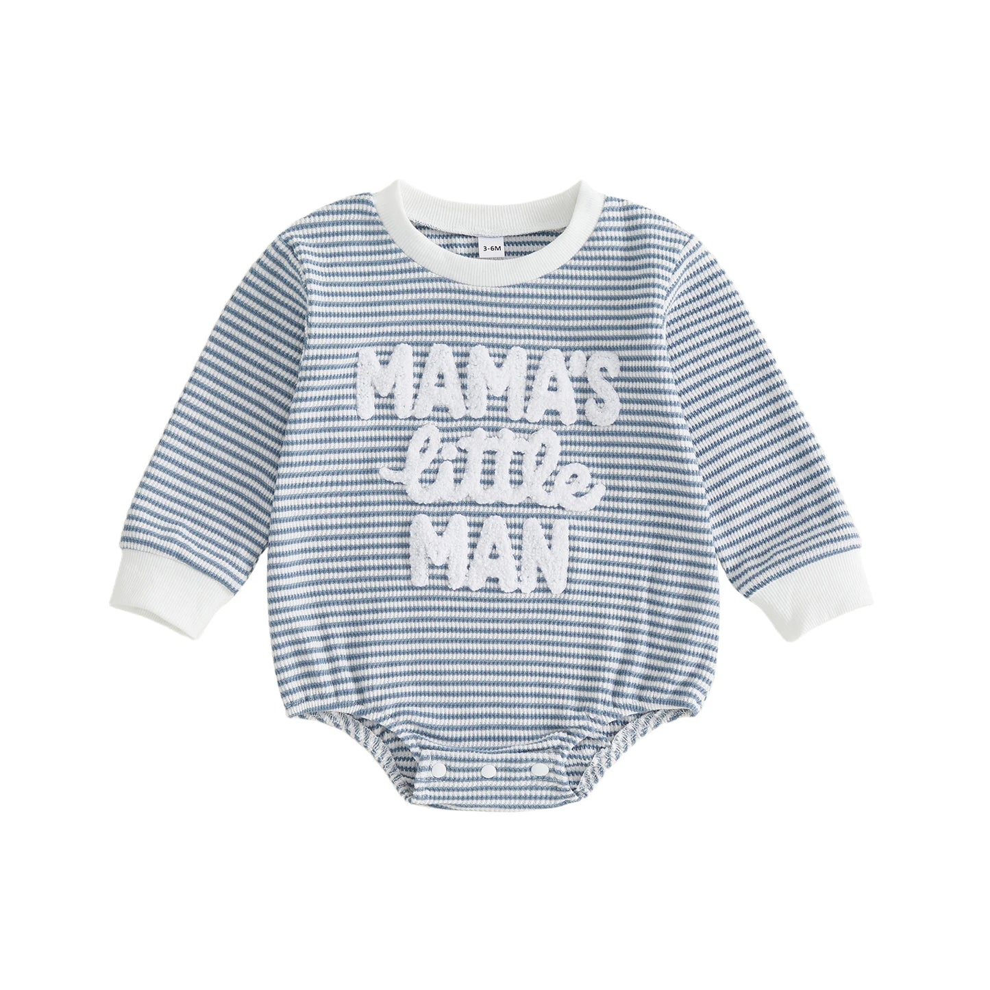 Long Sleeve Fall-Stripe Romper, Waffled Bodysuit for Your Cute Little Guy