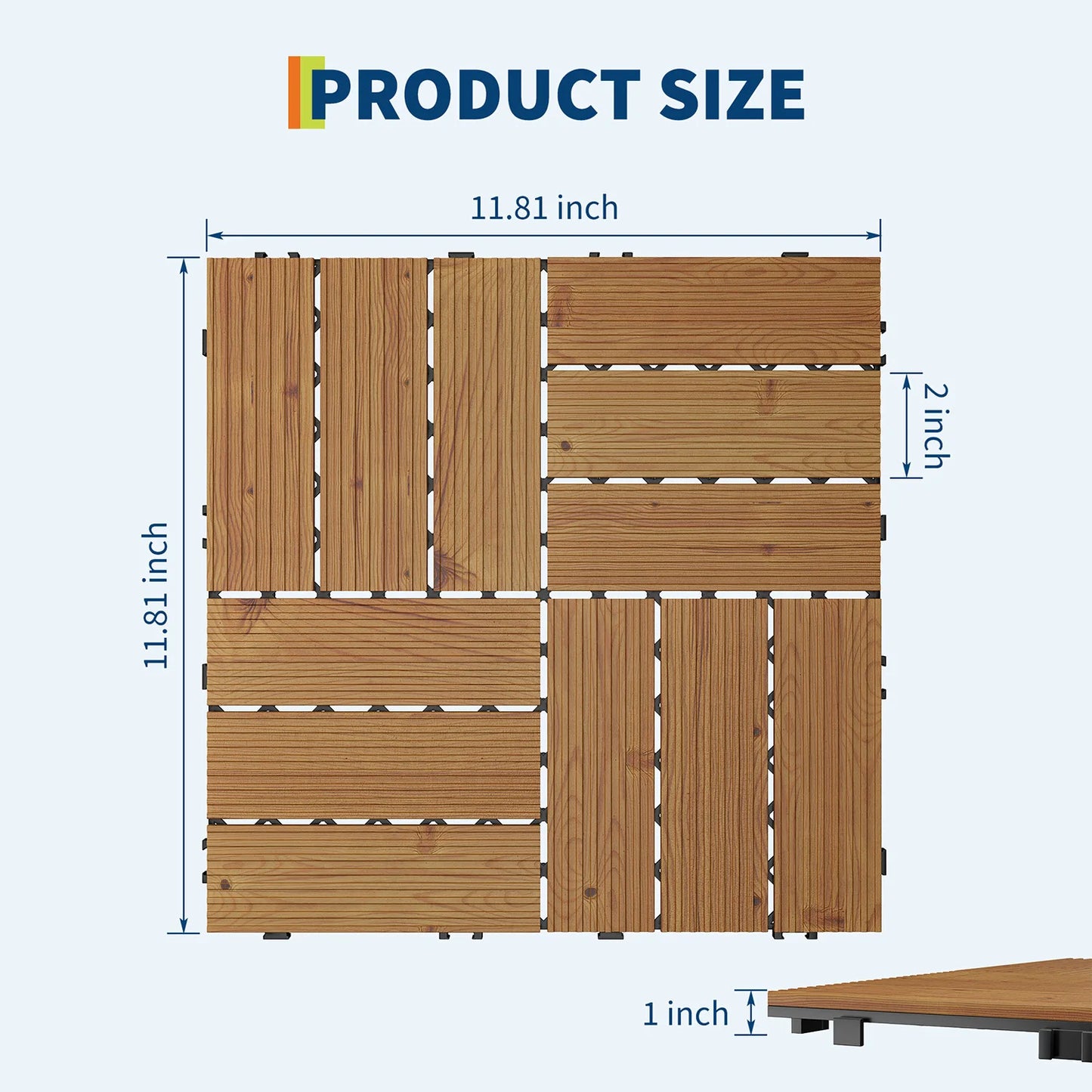 HiMISS Acacia Wood Deck Tiles For Patio And Outdoor Decor