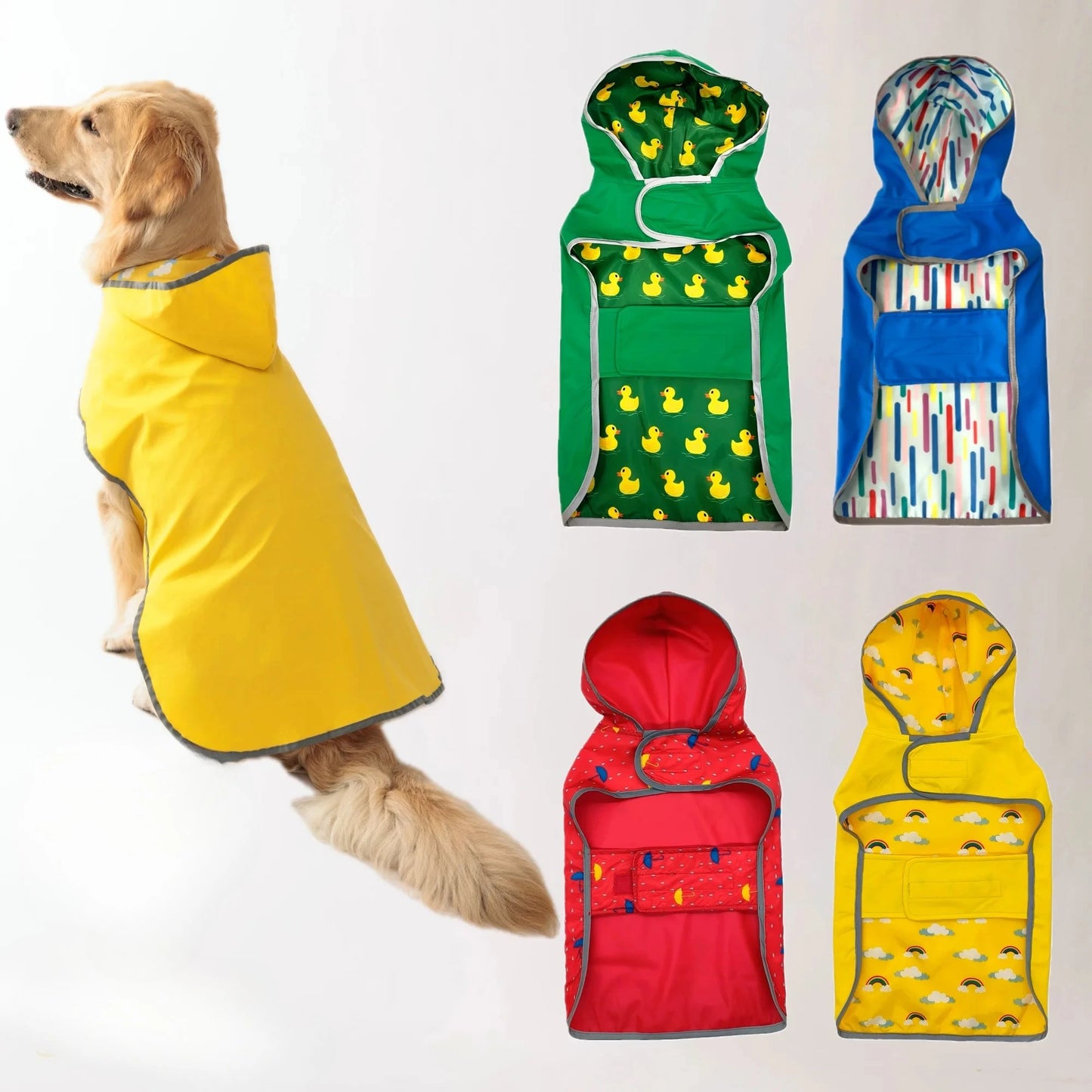 Keep Your Pup Dry & Stylish: Double-Layer Bright Colors-  Raincoat With Two-Way Wear!