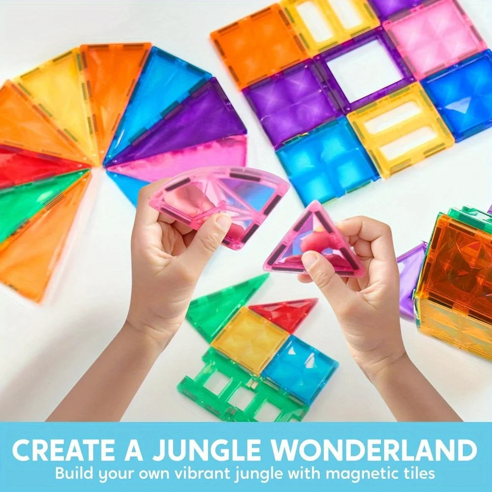 110/66/50 PCS Magnetic Building Tiles for 3D  Construction ages 3-7 for STEM Kids, Makes Great Birthday or Holiday Gift, too.