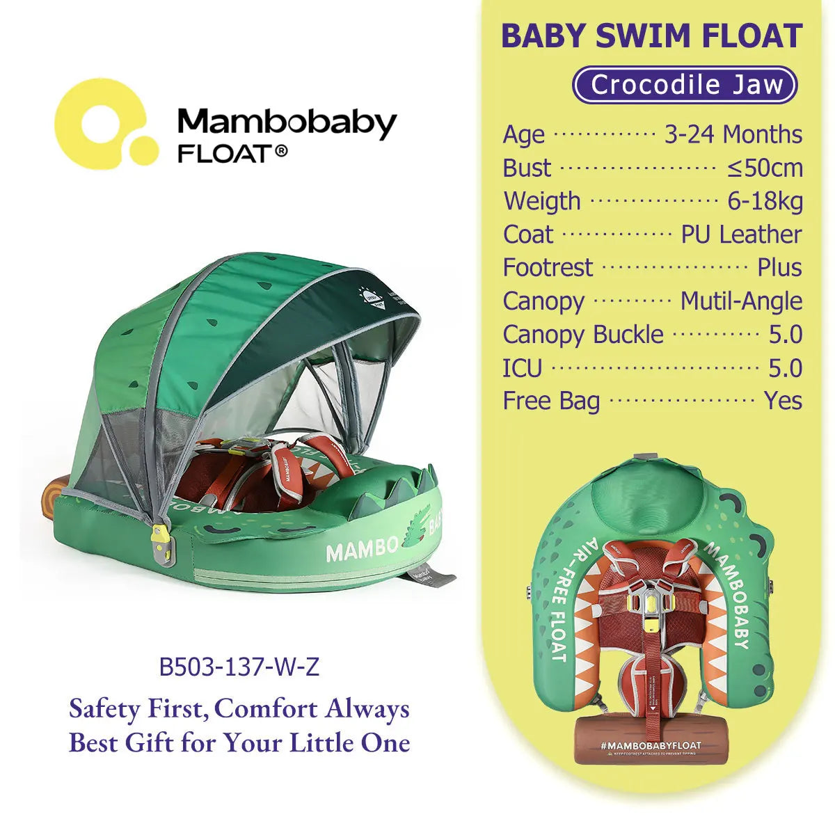 Non-Inflatable Baby Pool Float With Parasol for Adult Supervised Pool time with Littles