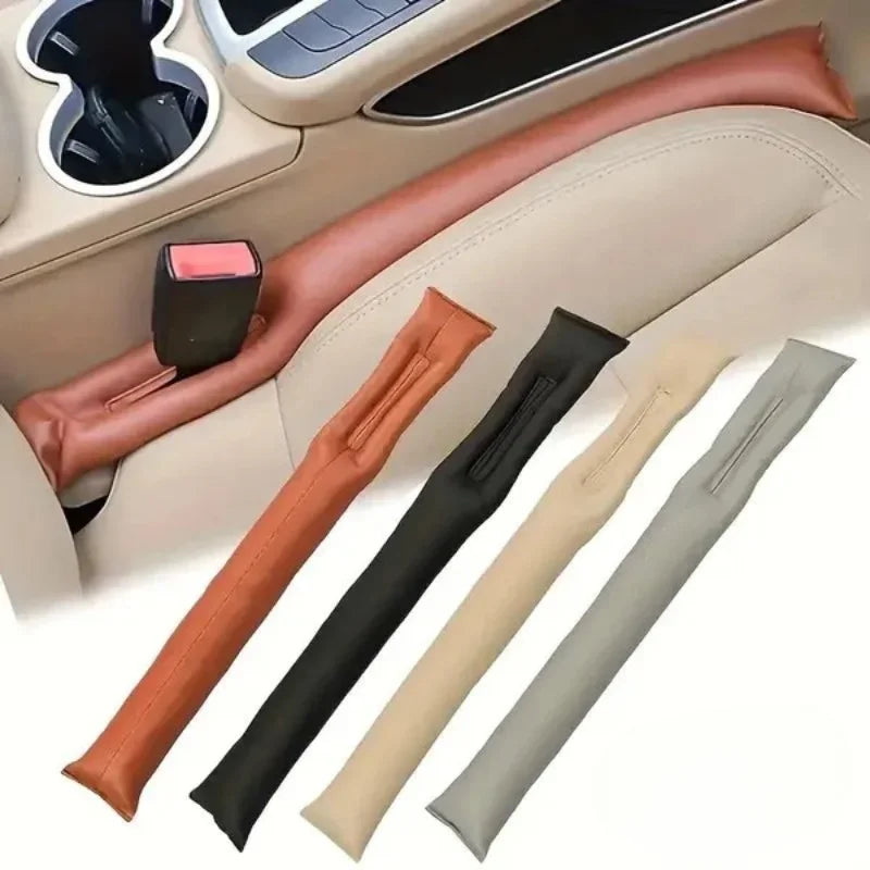 Travel "seat gap" bolster keeps your phone, keys, glasses, wallet from falling between car seats.