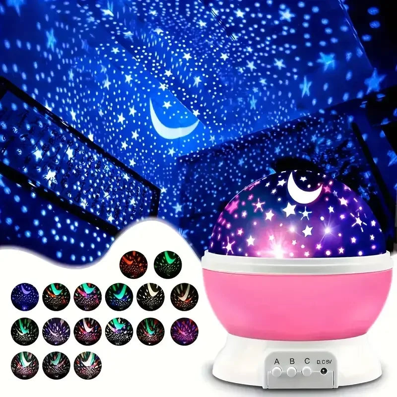 USB Starry Night Light Projector With Moon And Rotating Stars