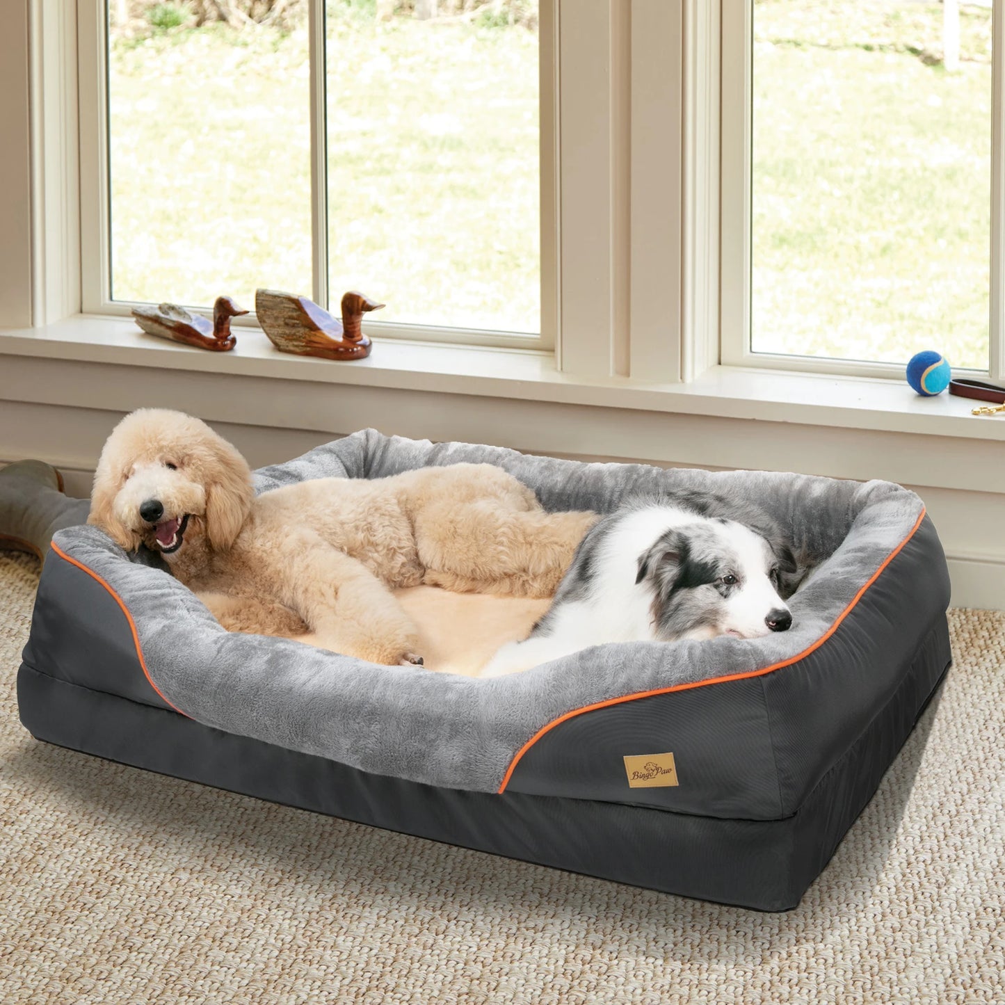 Large Dog Bed, Comfortable Anti Allergy Fleece with Removable Washable Cover.