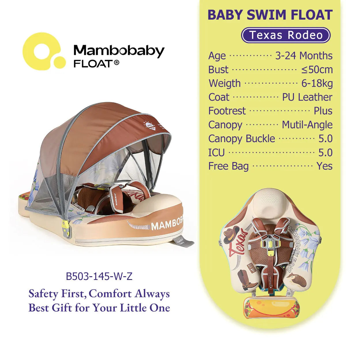 Non-Inflatable Baby Pool Float With Parasol for Adult Supervised Pool time with Littles