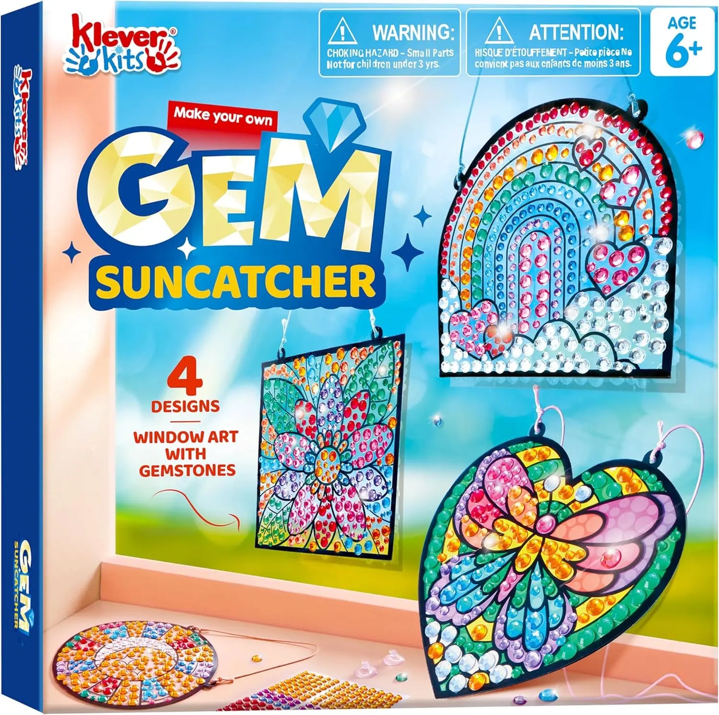 4PCS Window Art 2-in-1 Gems and Gels Suncatchers for Kids Craft time and artistic play.
