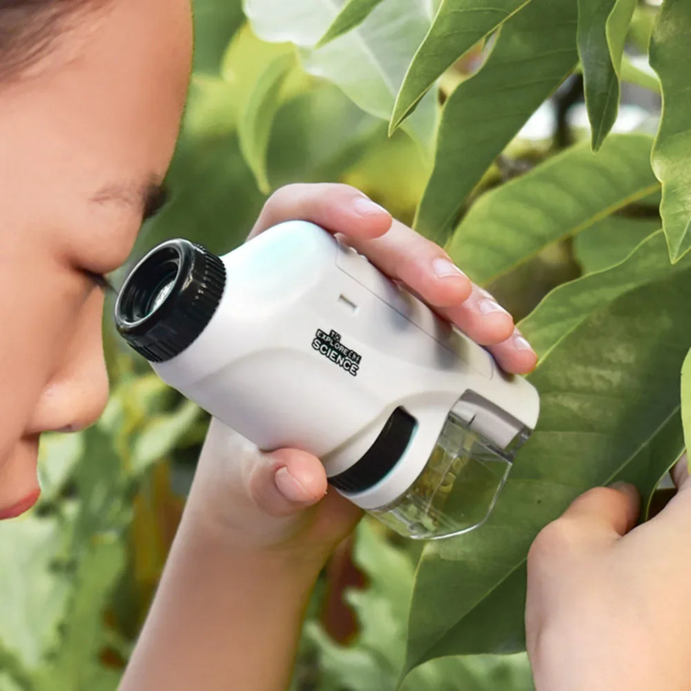 Handheld Microscope Kit With LED Light For Learning in the Great Outdoors, uses batteries for best hands-on discovery