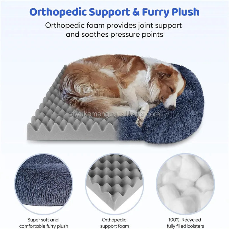 Plush orthopedic dog bed for large dogs -  remove and wash cover, durable comfortable Pet Bed