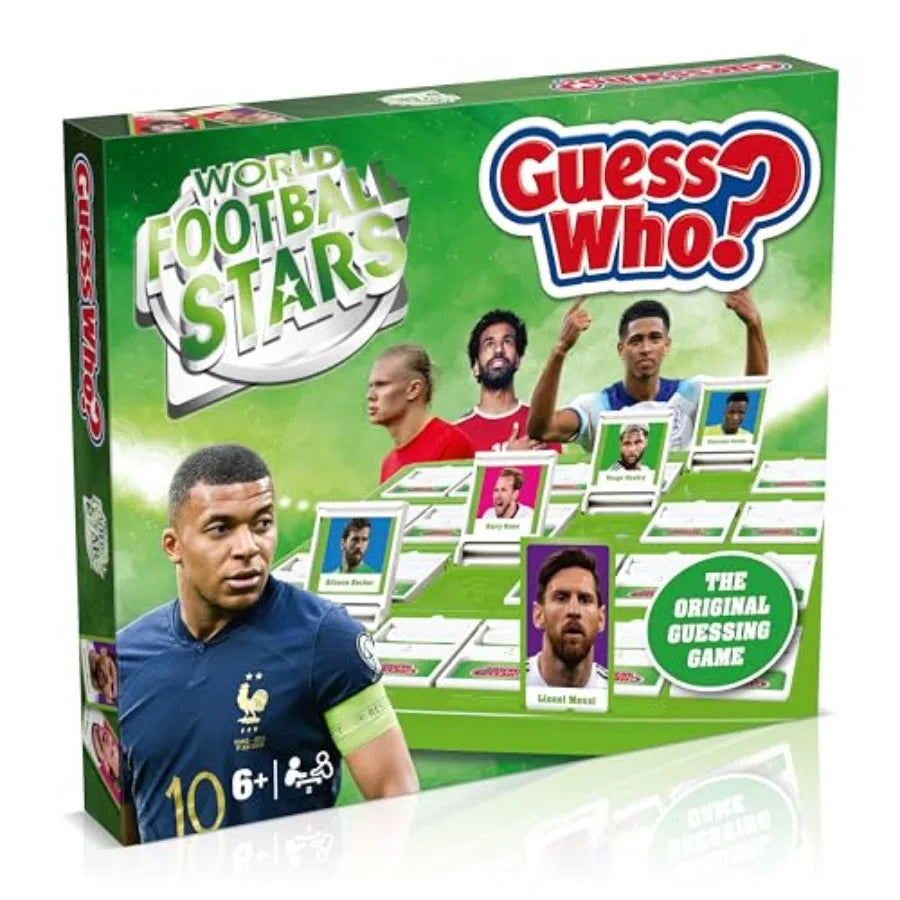 World Football Stars, Guess Who? Green Board Game, Play with Messi, Ronaldo, Harry Kane, Salah, Easy to Setup, Gift for Ages 6