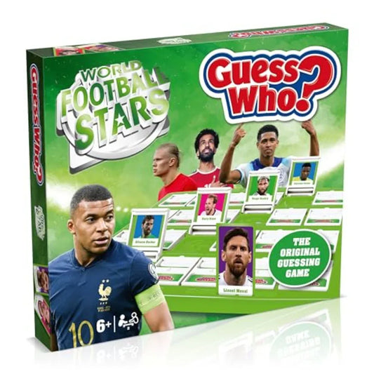 World Football Stars, Guess Who? Green Board Game, Play with Messi, Ronaldo, Harry Kane, Salah, Easy to Setup, Gift for Ages 6