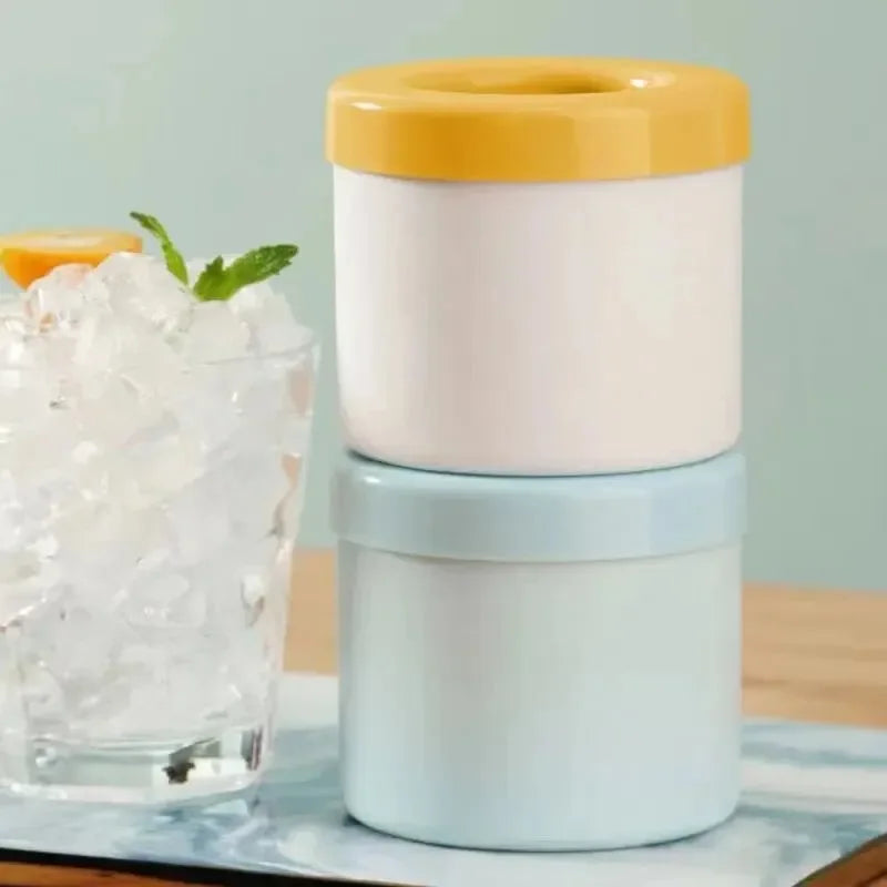 Silicone Ice Cube Mold, Space Saver Round Ice Bucket for Easy Access to Cold Drinks at Home or Work. Works well for extra Ice during Parties.