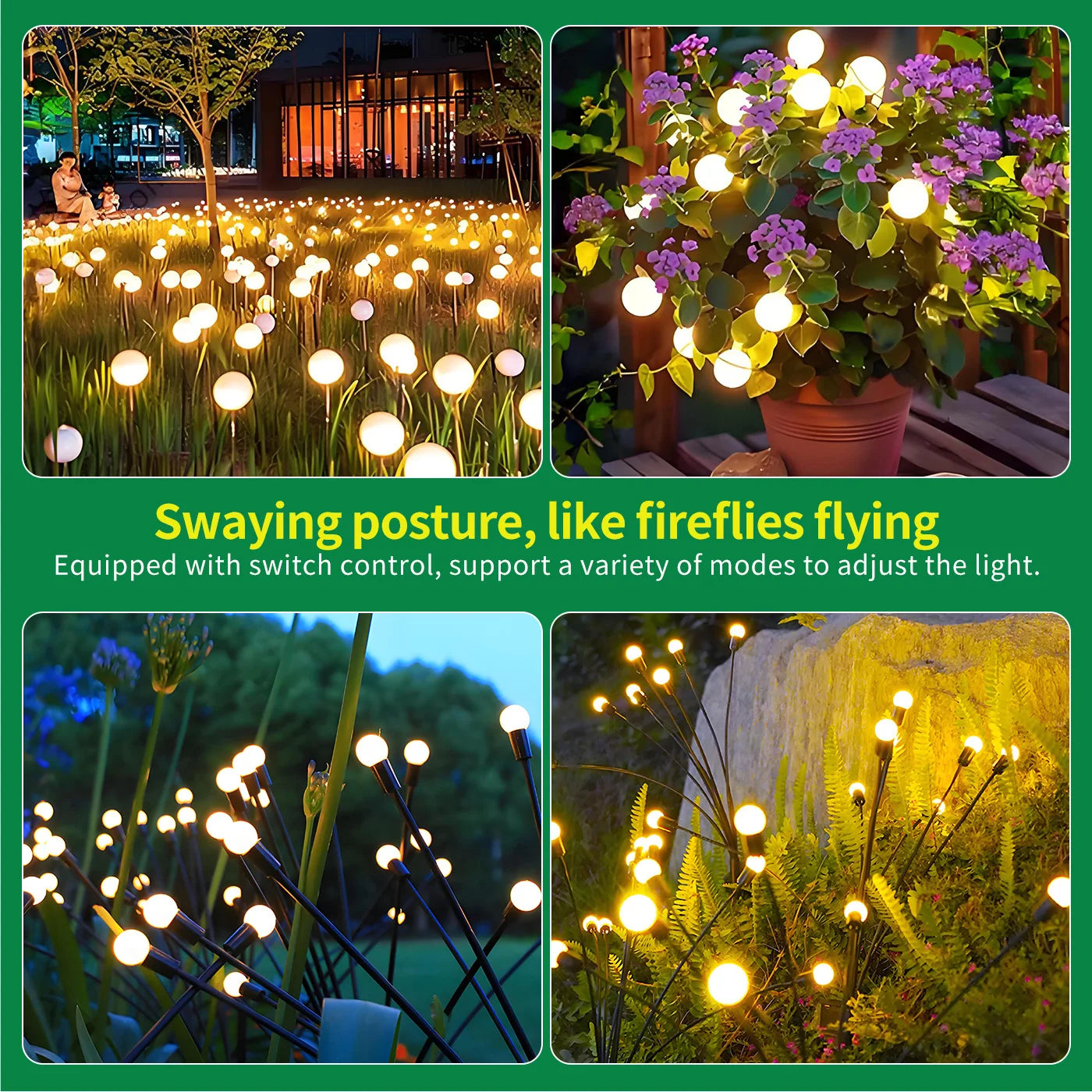 Solar Firefly Lights Outdoor LED Garden Pathway Decor