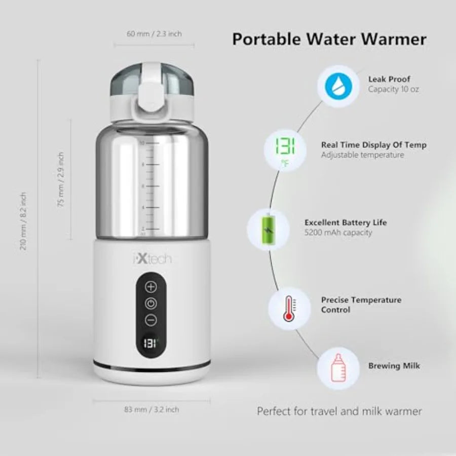 Portable Water Warmer for Travel, Instant Breastmilk, Baby Formula, Water, Portable Bottle Warmer, 10., Ounces with Adjustable