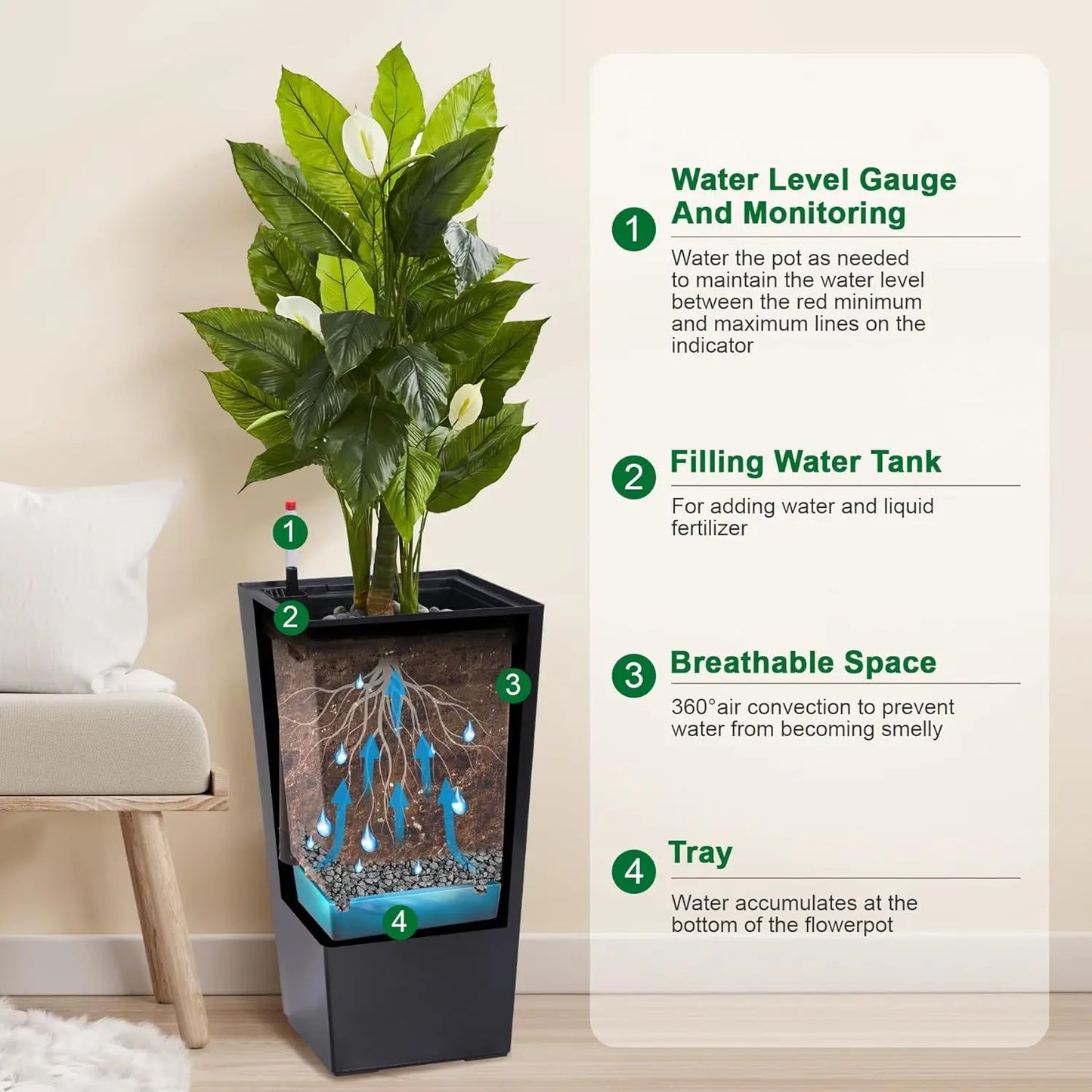 HobbyLane 2 Pack Indoor Outdoor Taper Planters With Shelf Insert