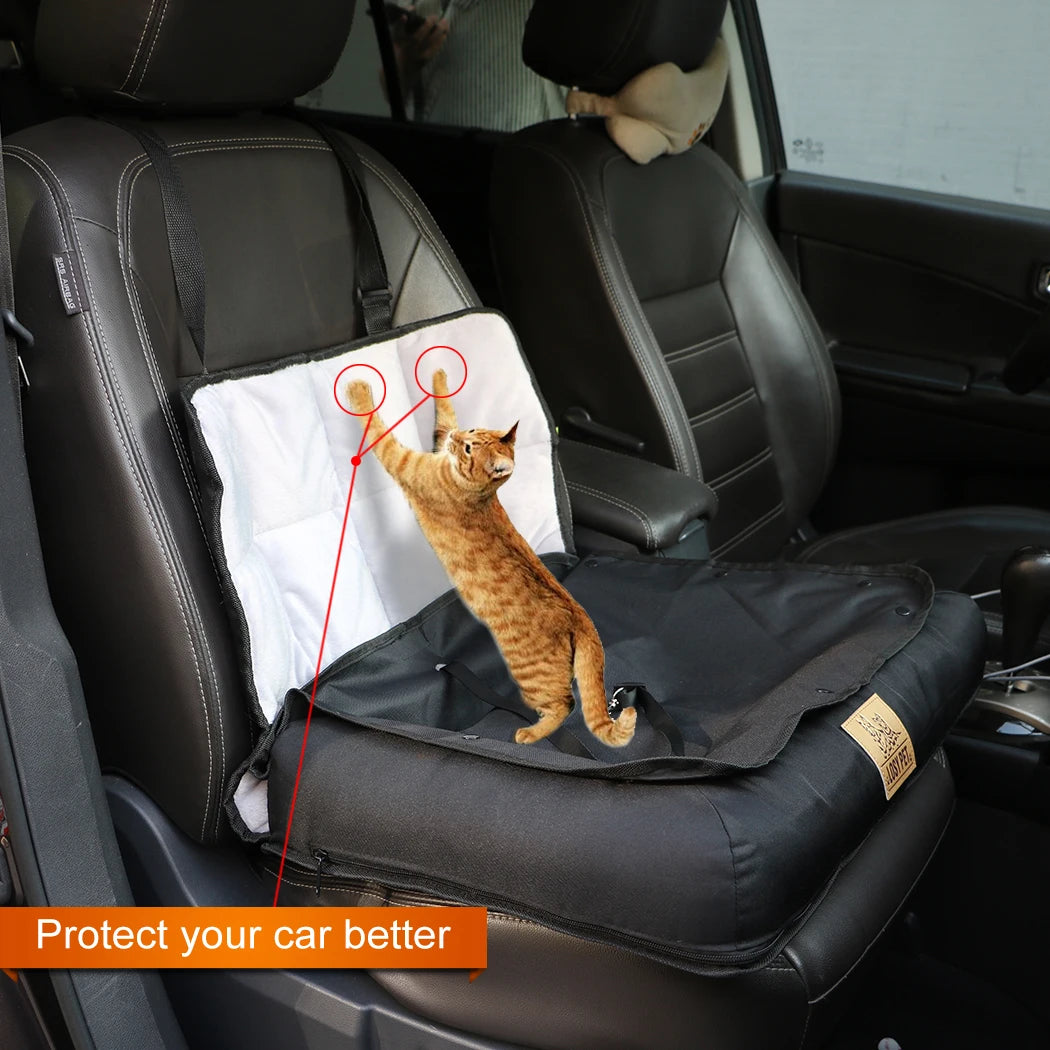 Waterproof Pet Seat Pad for Car and Home Use - Removable Cushion Bed Mat with Safety Belt for Car Safety