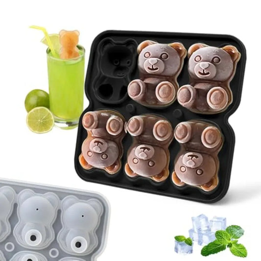 3D Bear Ice Cube Mold, Large Ice Cube Tray with Lid for Teddy Bear Snacks for Kinders or Ice Cube Trays for Parties