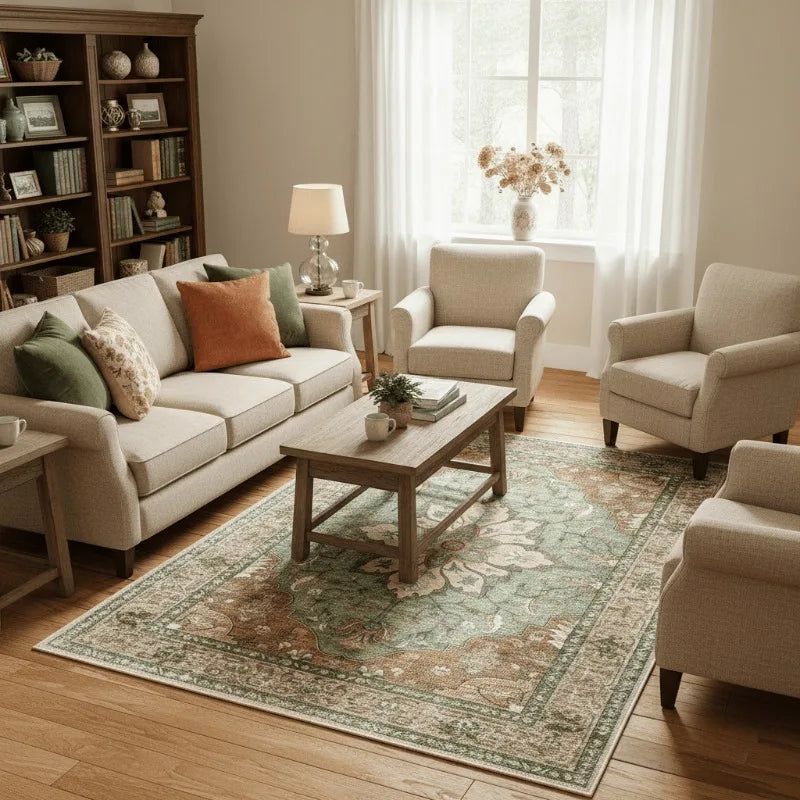 Bohemian Area Rug Non Slip Machine Washable Living Room