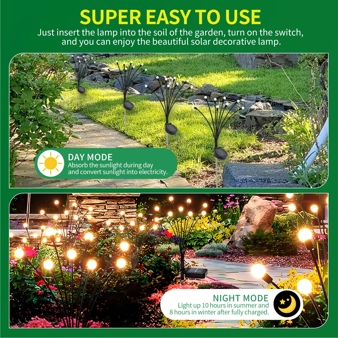 Solar Firefly Lights Outdoor LED Garden Pathway Decor