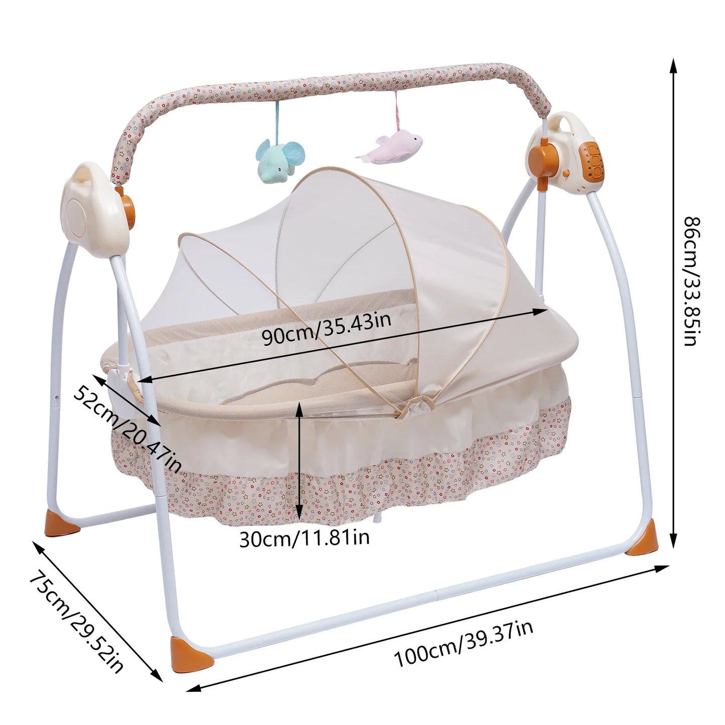 Cradle Swing For Baby with Auto Rocking, 5 Speeds, Bluetooth Music For Calming