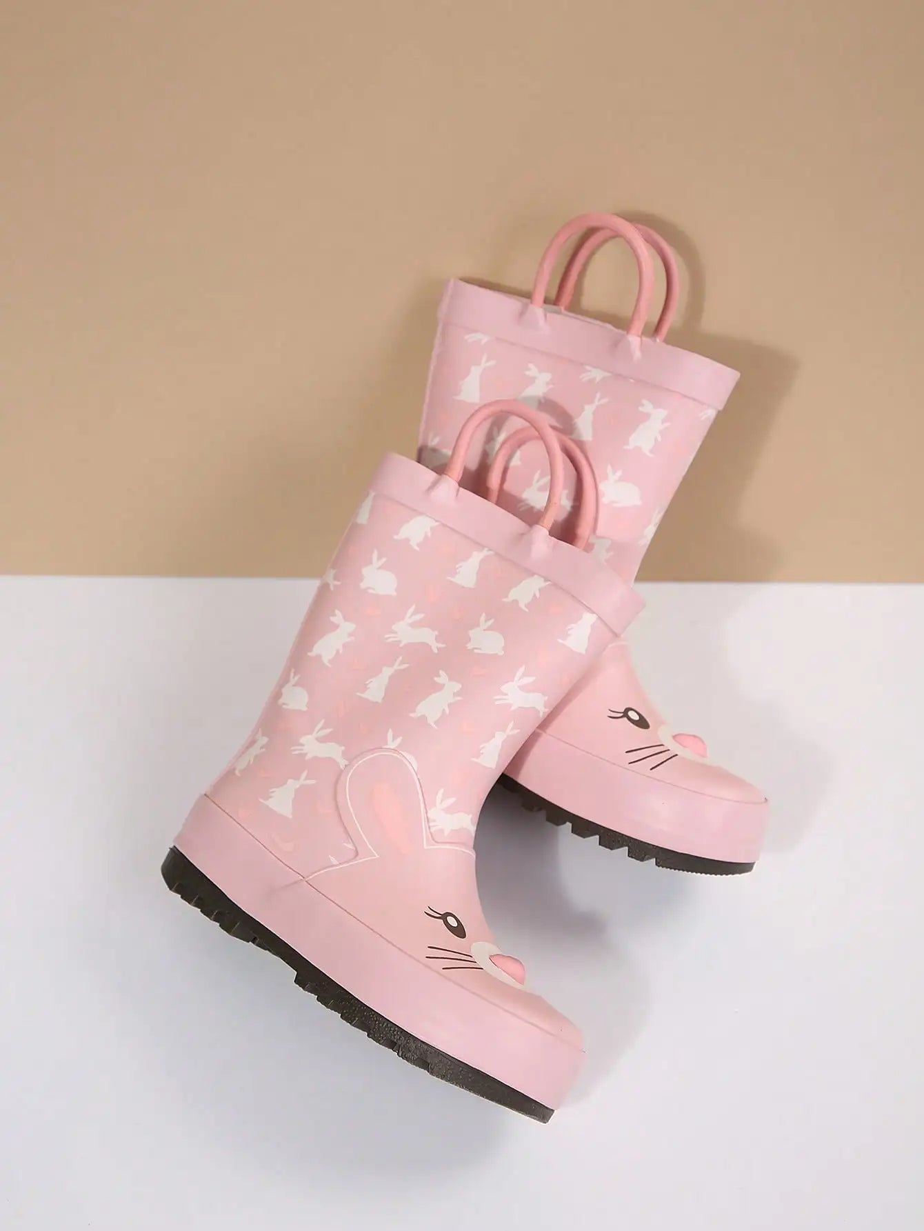 Cute Waterproof Puddle Boots For Toddler Boys And Girls, Lightweight Anti-Slip Rain Boots with Easy Pull-On Handles for Outdoor Play