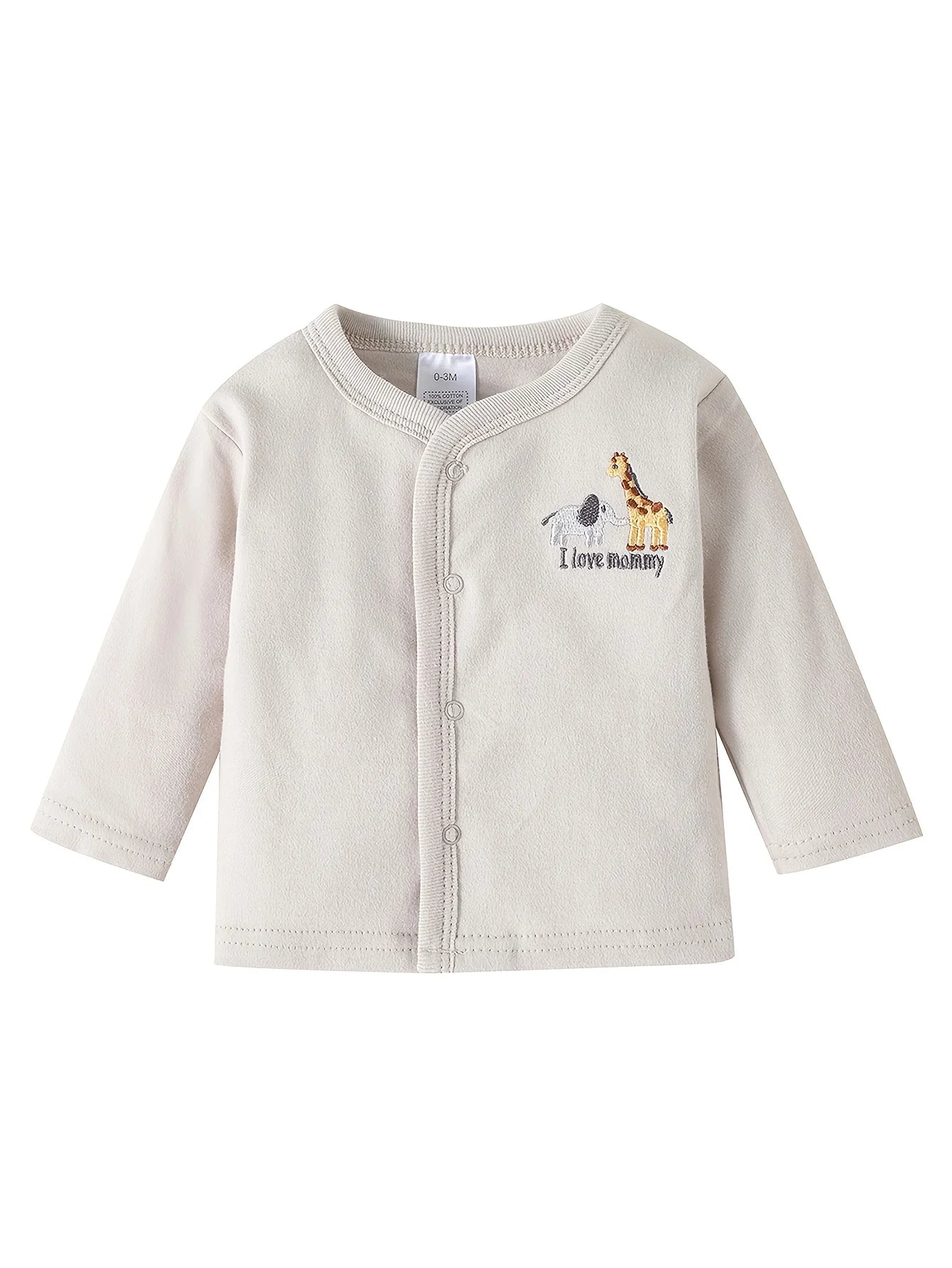 Soft Stretchy Rompers with Cute Prints (Elephant, Giraffe, "I Love Mom" Lettering) Incl. Long Romper, Hat, Bib, Socks, Pants, Jacket, Top And Bodysuit, for Outdoor Travel or Stroller Rides.