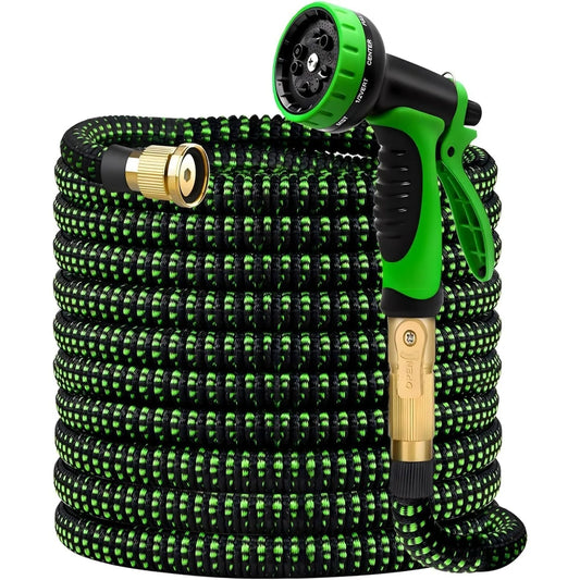 Non-Expandable Garden Hose With 10-Function Nozzles Guaranteed not to Tangle