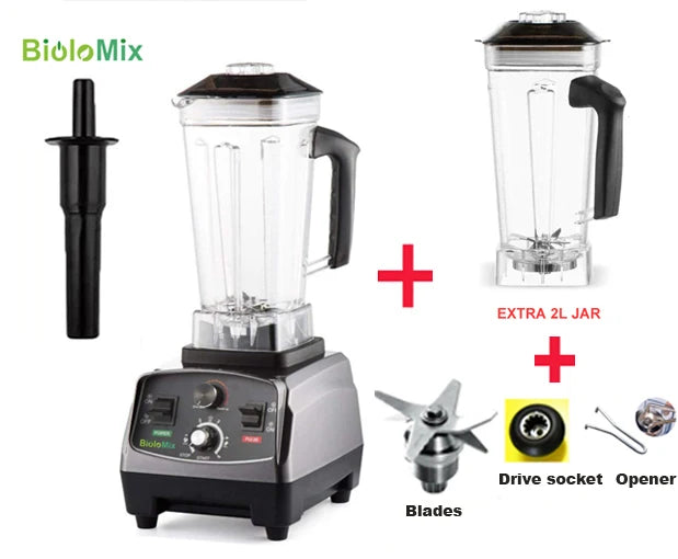 3HP 2200W Heavy Duty Blender, Mixer, Juicer, Food Processor for Soups, Smoothies, Baby Foods, BPA Free with 2L Jar