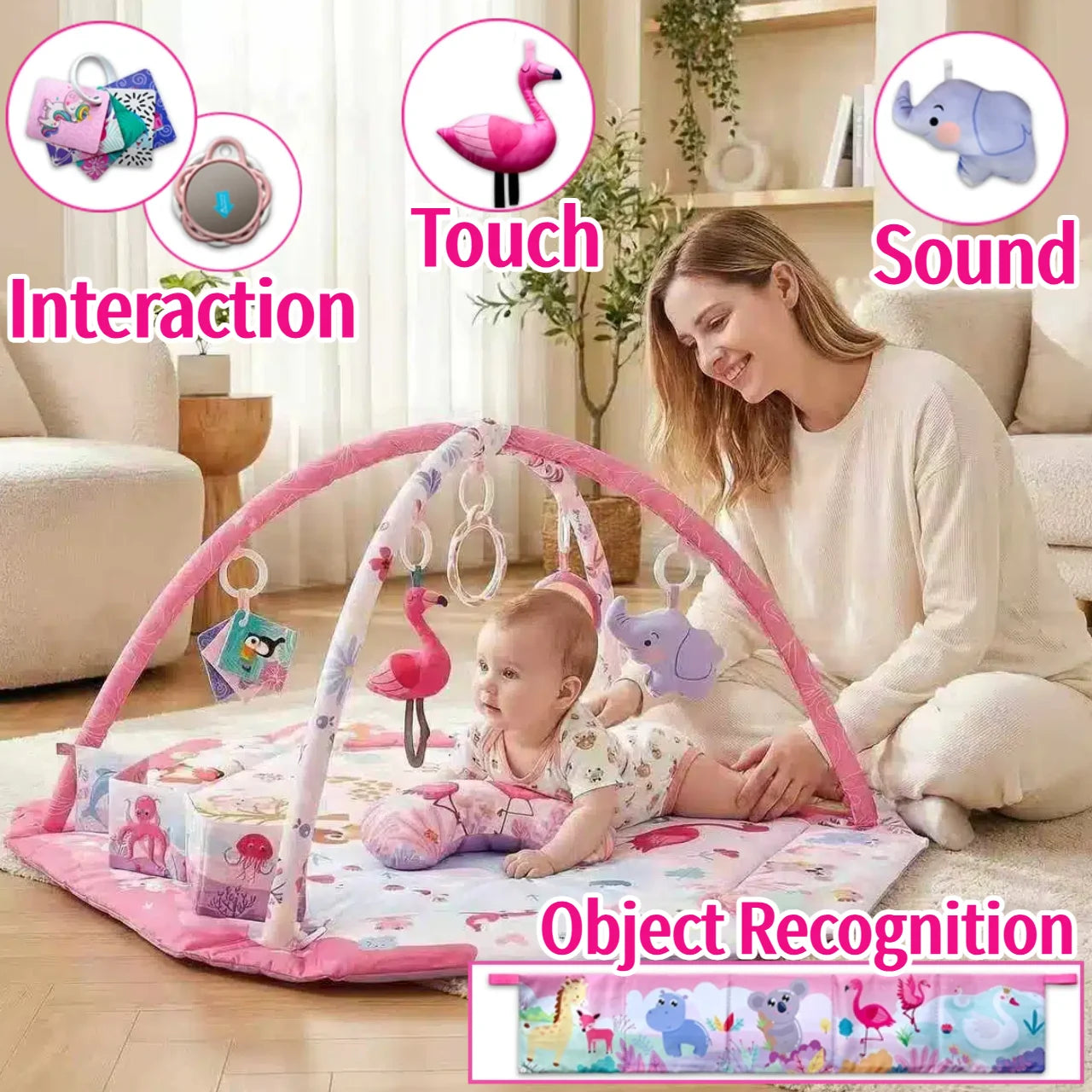 8 In 1 Baby Activity Gym- Play Mat with Overhead Arch for Active Learning