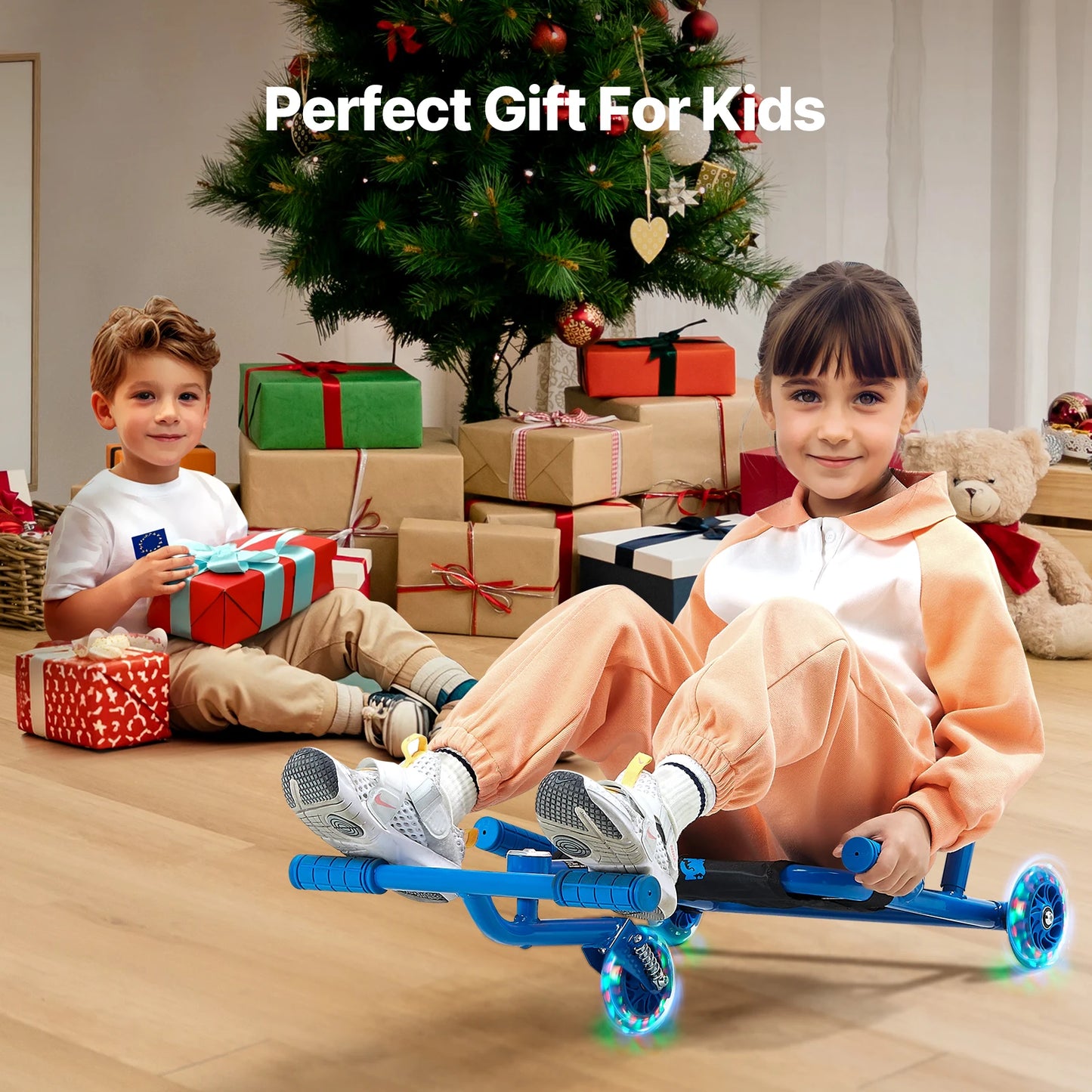 132/198lbs Ride on Scooter with Sling Seat, Powered by Zig-Zag Motion for Sports Games or Child's Play. Makes a great gift for any child at birthday or holiday.